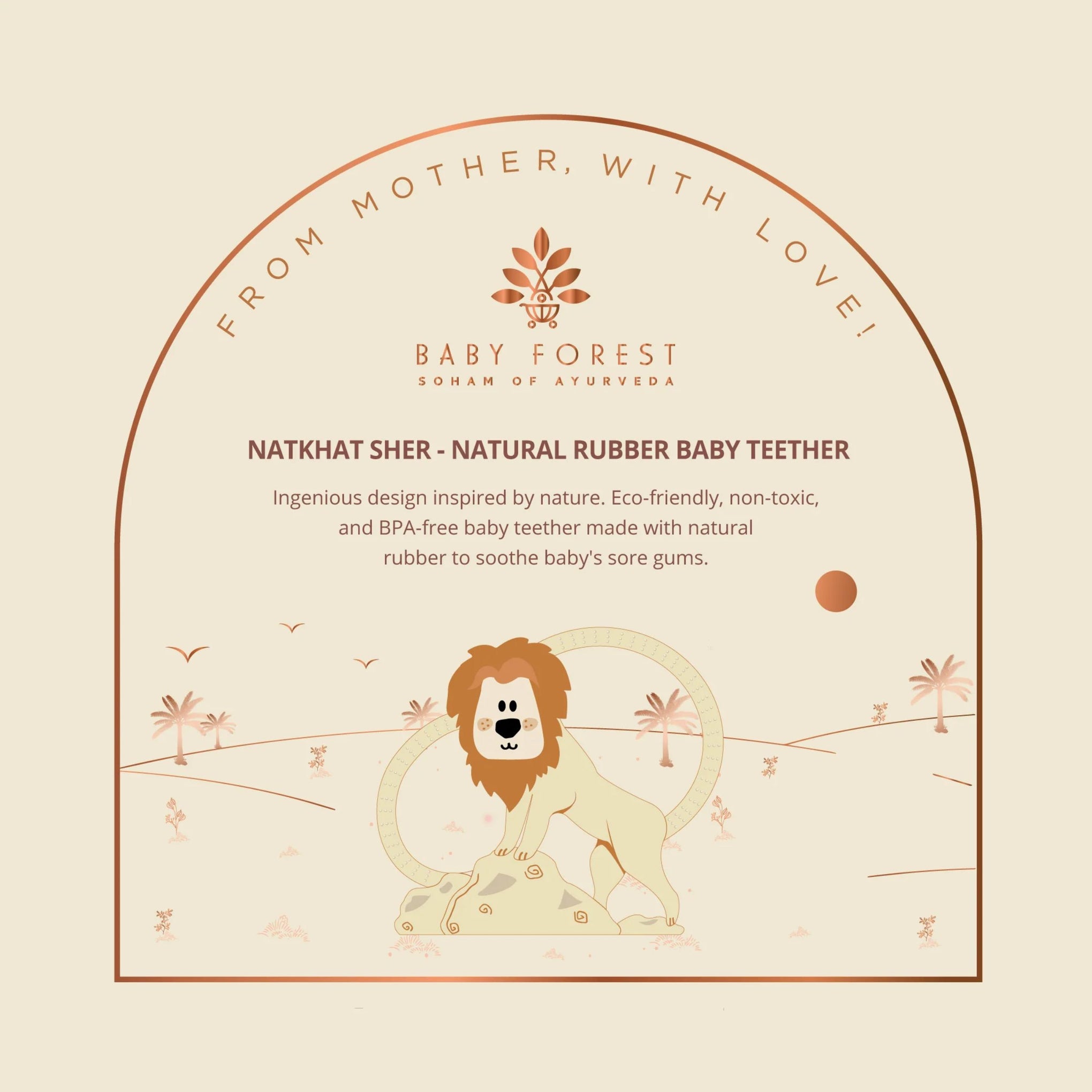 Natkhat Sher™ Natural Rubber Baby Teether by Baby Forest  | BPA-Free, Safe & Easy-Grip Teething Toy