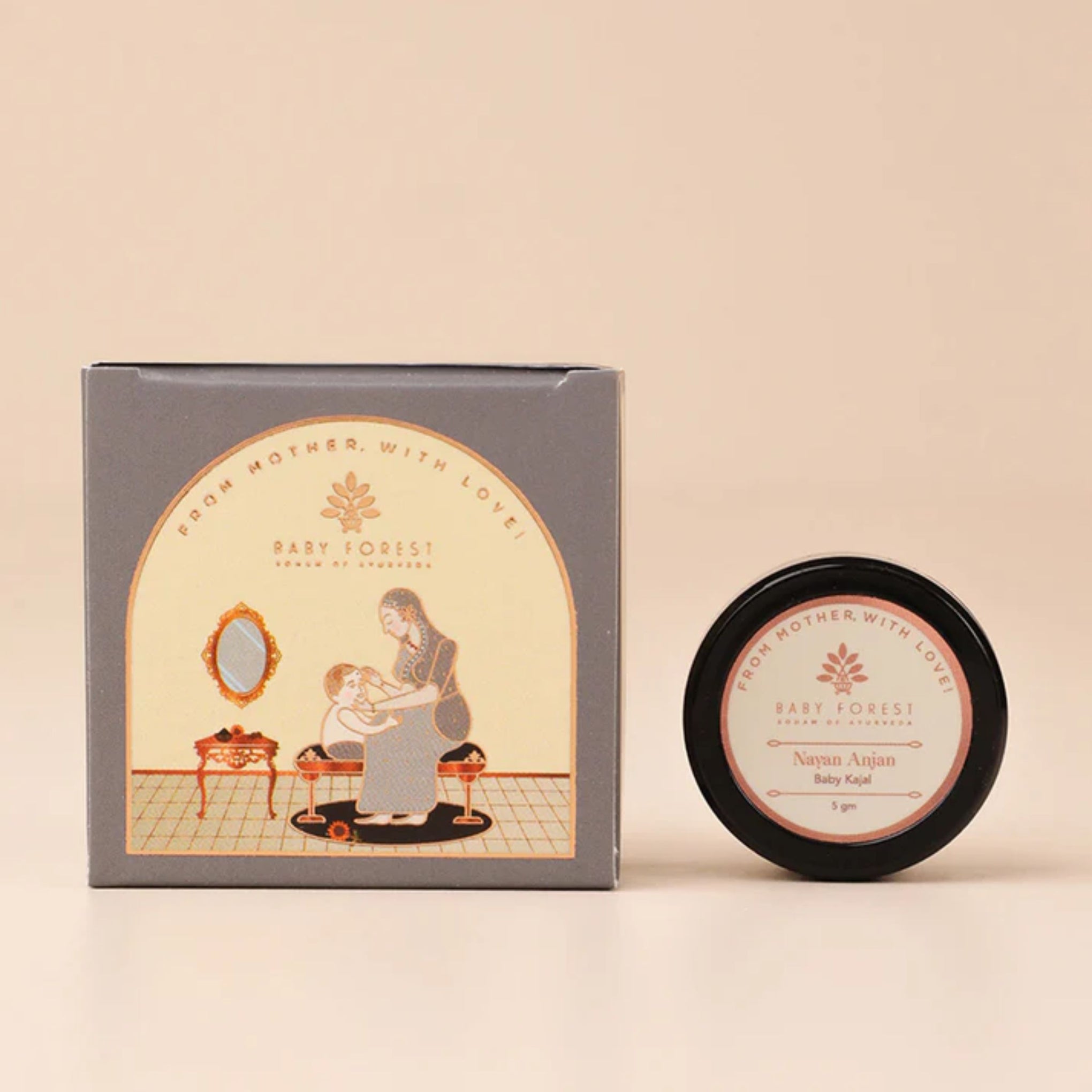 BABY FOREST Nayan Anjan Baby Kajal | Ayurvedic Baby Kajal with 5 Essential Oils & Nuts | 5 g