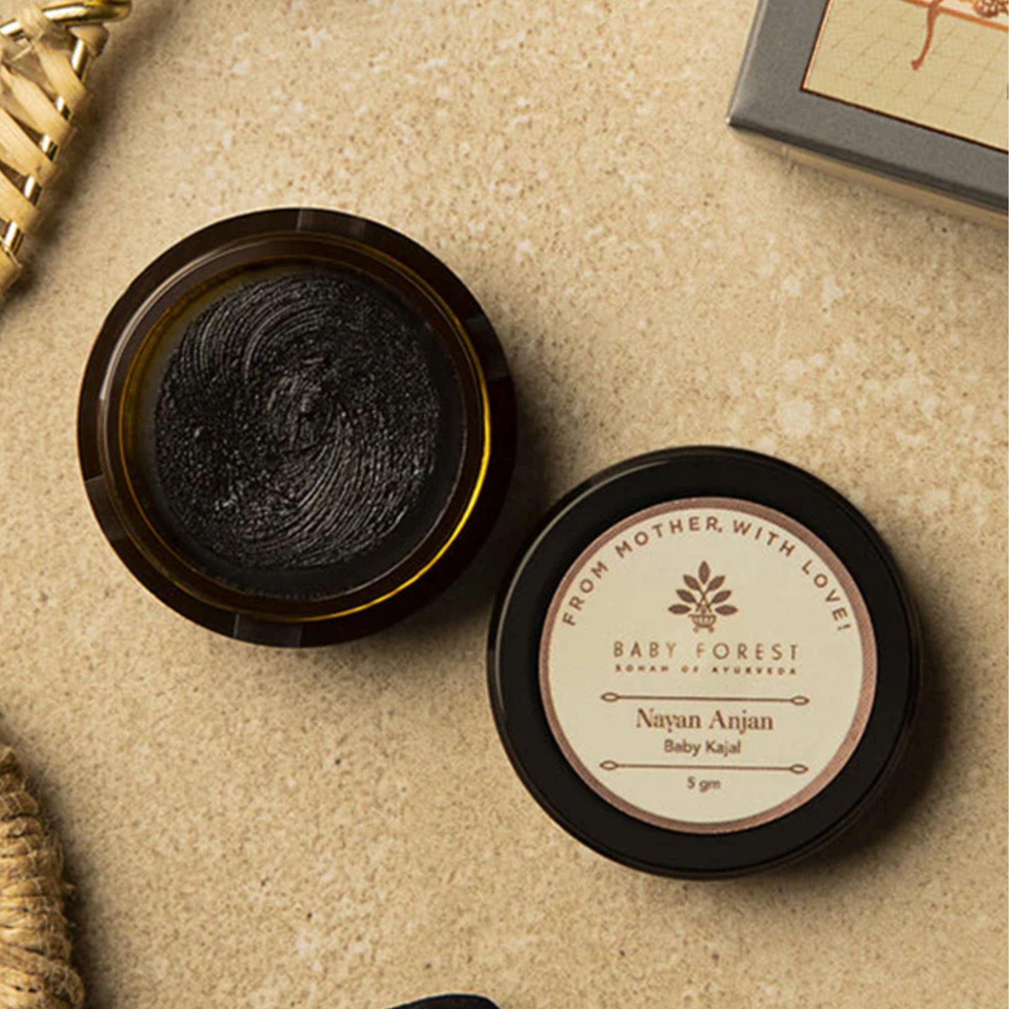 BABY FOREST Nayan Anjan Baby Kajal | Ayurvedic Baby Kajal with 5 Essential Oils & Nuts | 5 g
