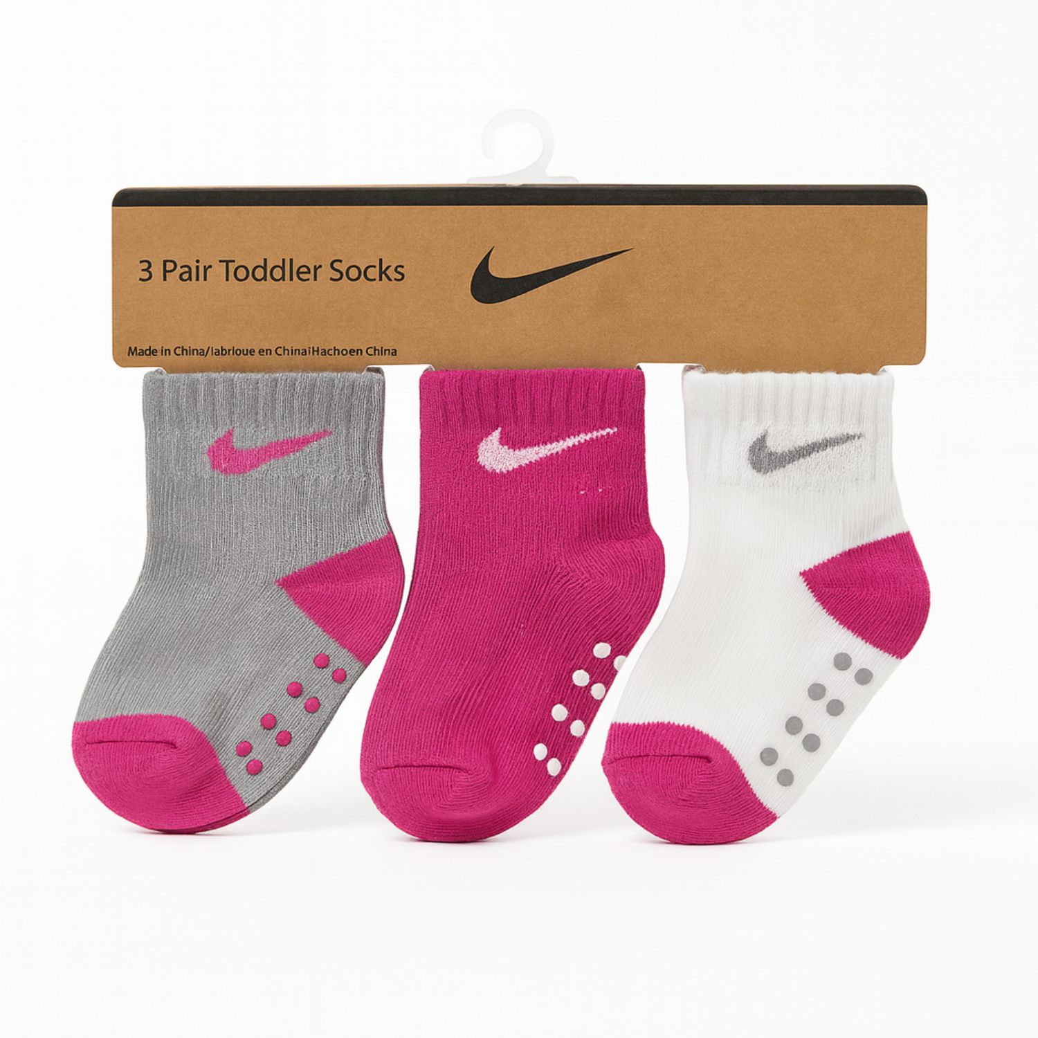 Smile Baby 3-Pair Toddler Socks Set (1–5Y) – Soft Cotton Anti-Slip Grip Socks for Girls