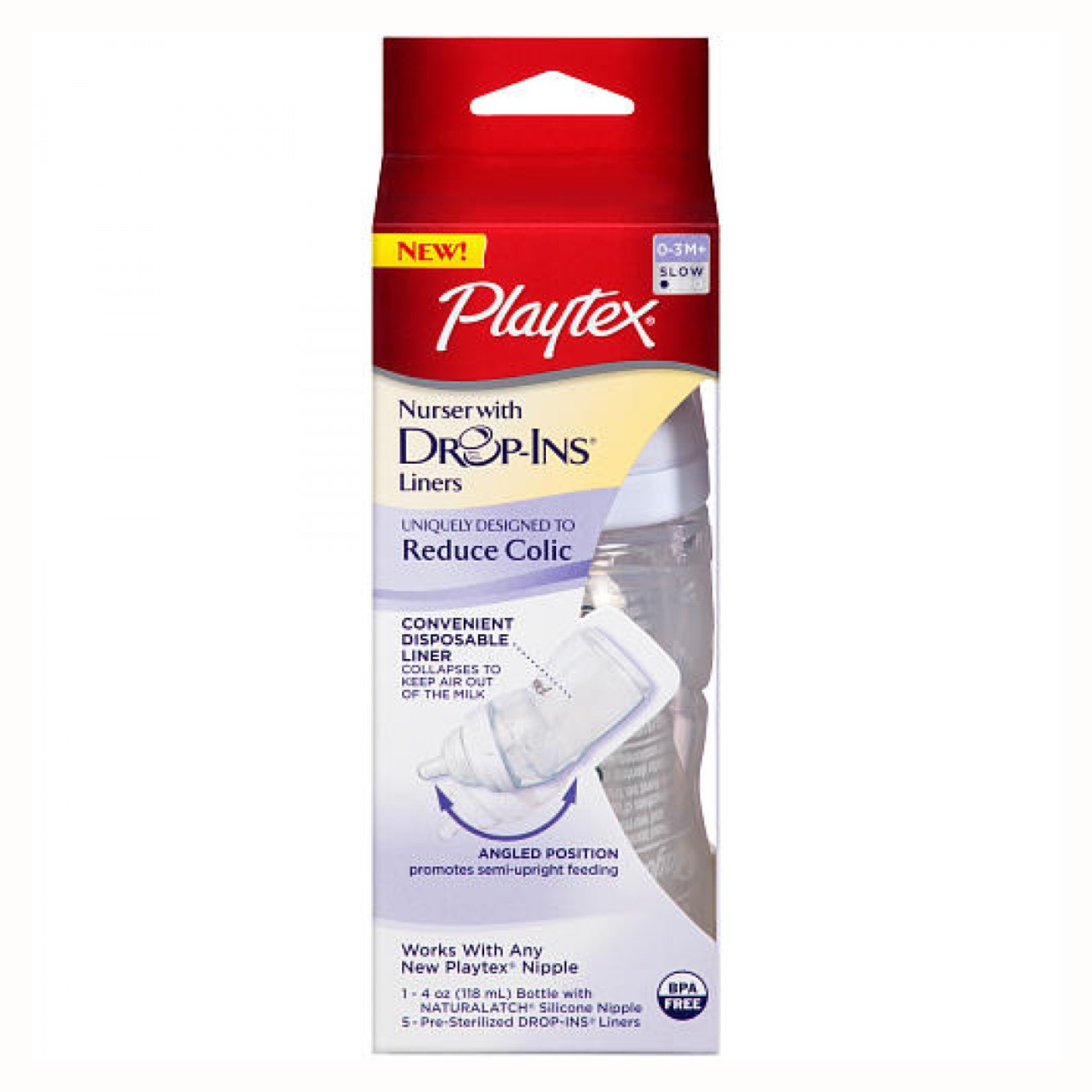 Playtex Drop-Ins Premium Nurser – Anti-Colic Baby Feeding Bottle with Disposable Liners