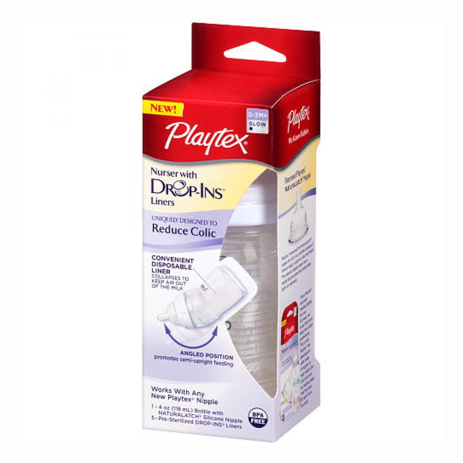 Playtex Drop-Ins Premium Nurser – Anti-Colic Baby Feeding Bottle with Disposable Liners