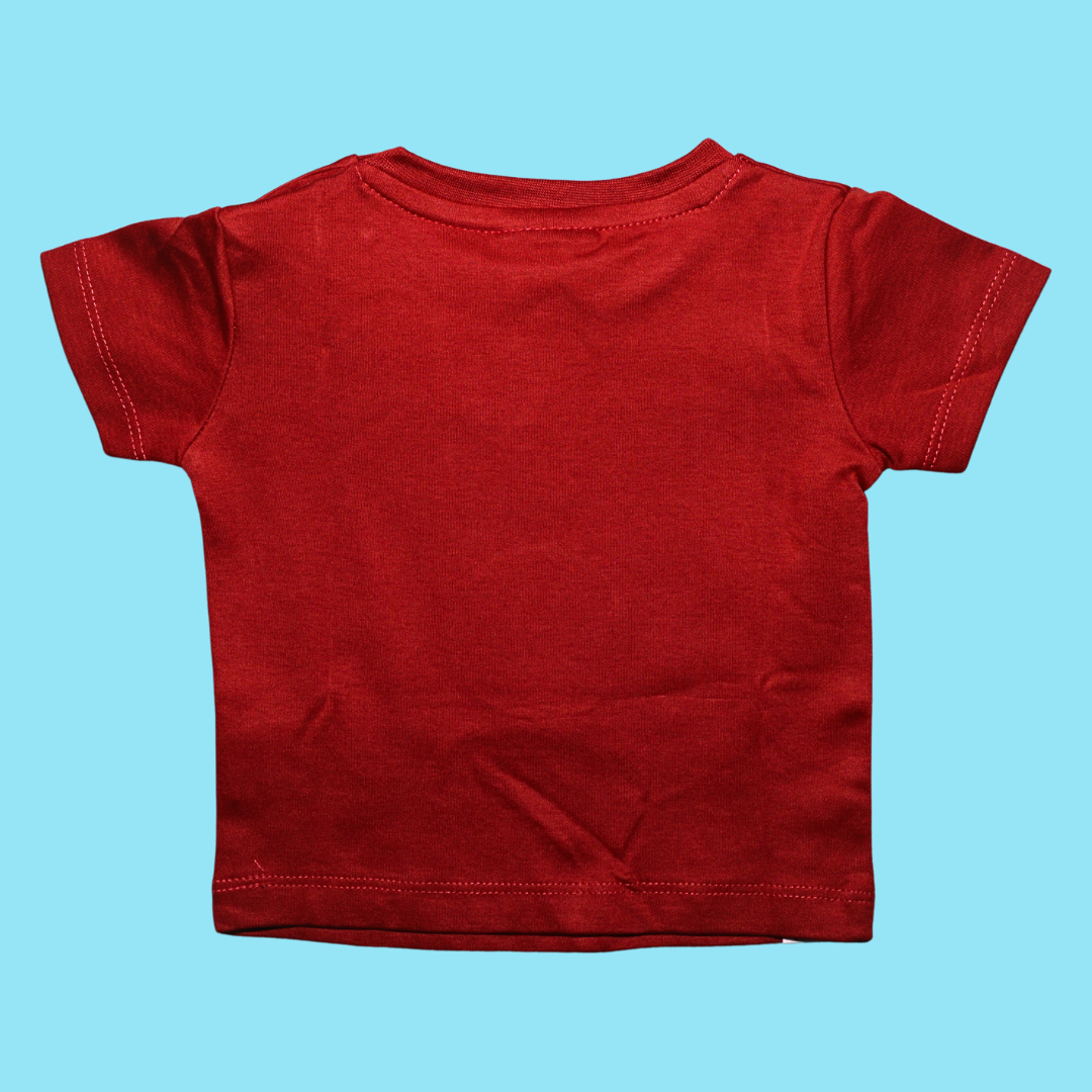 Ollypop Sinker Knit Half Sleeves T-Shirt & Shorts Set With the text Papa's Alarm Clock (GREEN / RUST)
