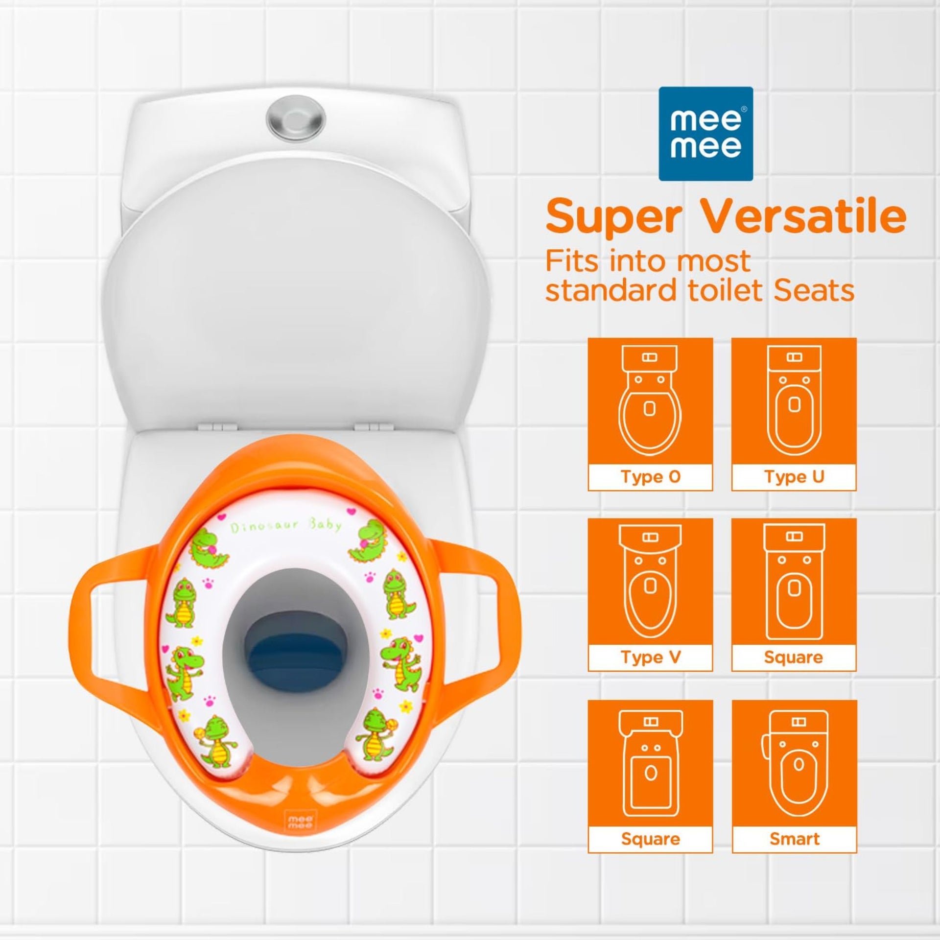 Mee Mee Soft coushioned Portable Baby Potty seat for Toilet Training | Easy Grip Support Handles ORANGE COLORE