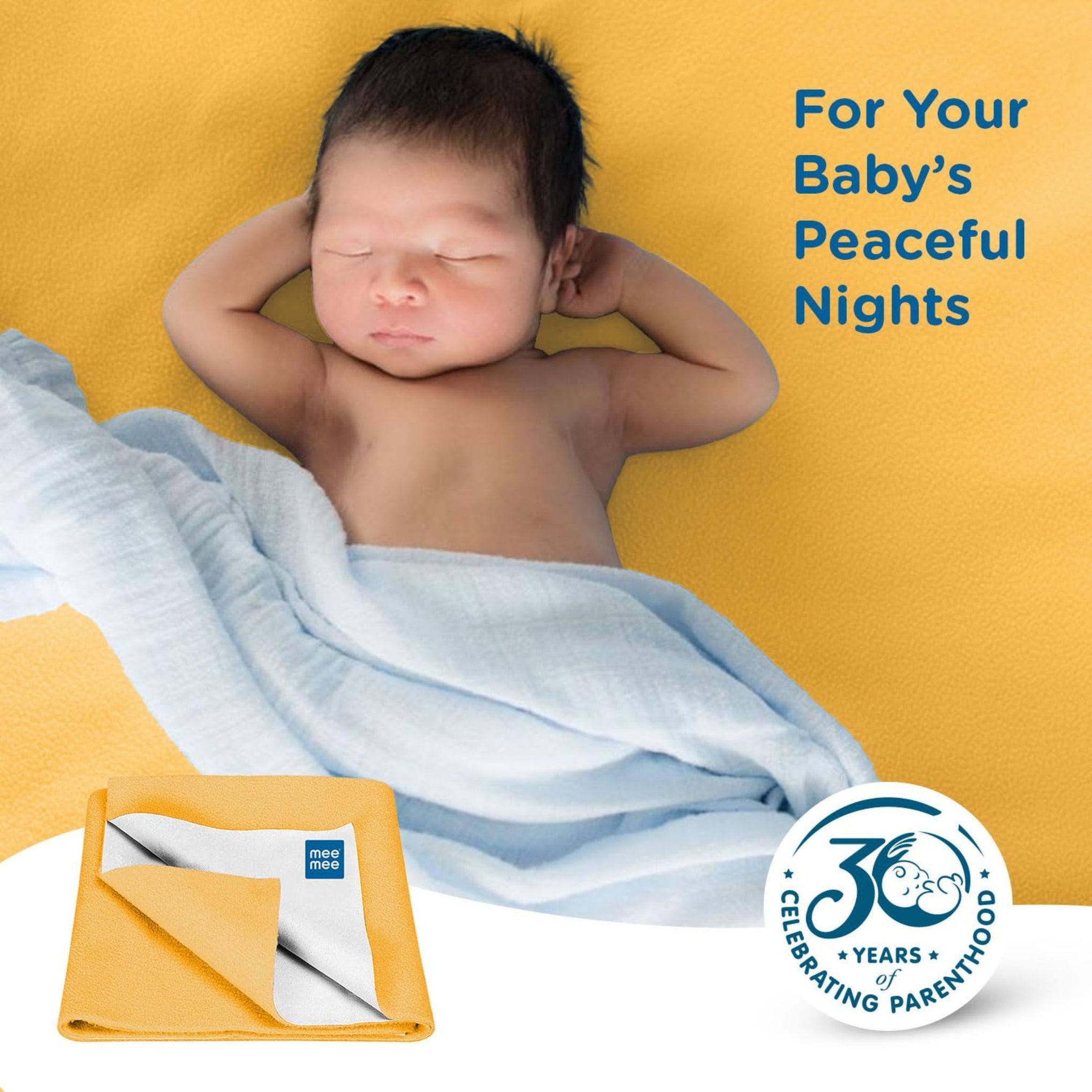 Mee Mee Reusable Water Proof Cotton Bed Protector Sheet/Extra Absorbent Mat/Dry Sheets/Urine Sheet/Dry Mat (70cmX100cm) (M size) ORANGE COLOR