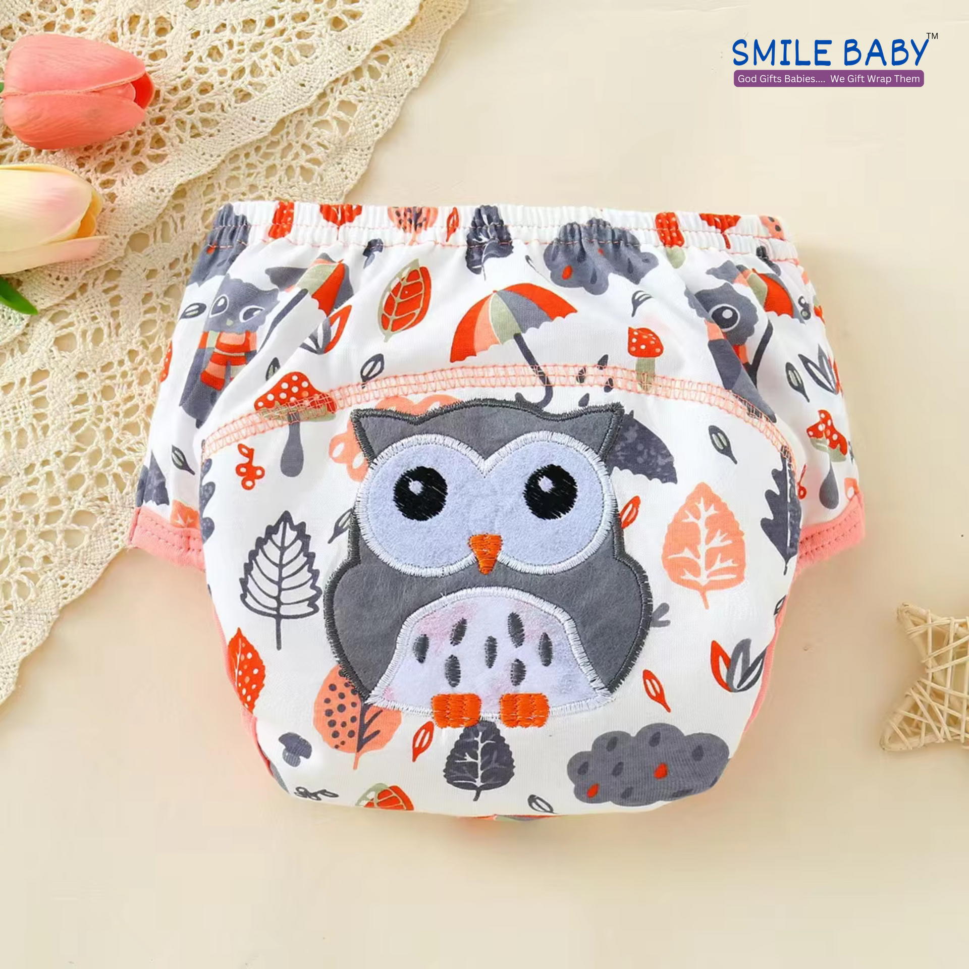 Smile Baby Potty Training Pants Boys Girls Training Underwear Reusable (OWL/DINOSAUR/UFO) PACK OF 3 0 to 2 year (2029)