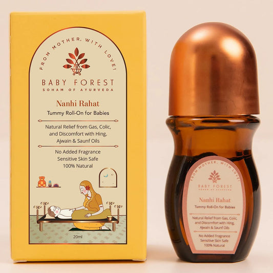 Baby Forest Nanhi Rahat Tummy Roll-On for Babies | Ayurvedic Relief from Gas, Colic & Bloating | Hing, Ajwain & Saunf Oils | 20ml