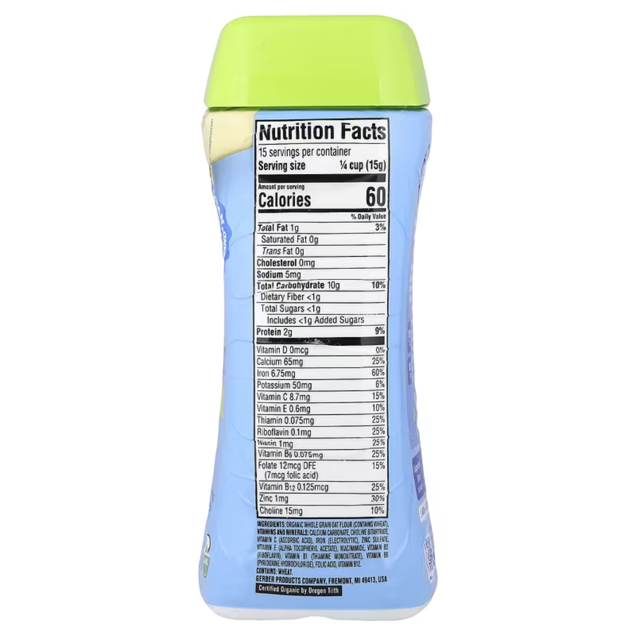 Gerber Stage 1 Baby Food, Oatmeal Cereal, 8 oz Canister 227Gm