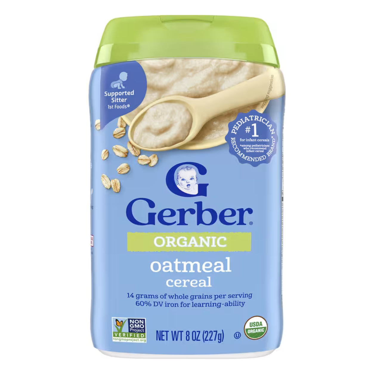 Gerber Stage 1 Baby Food, Oatmeal Cereal, 8 oz Canister 227Gm