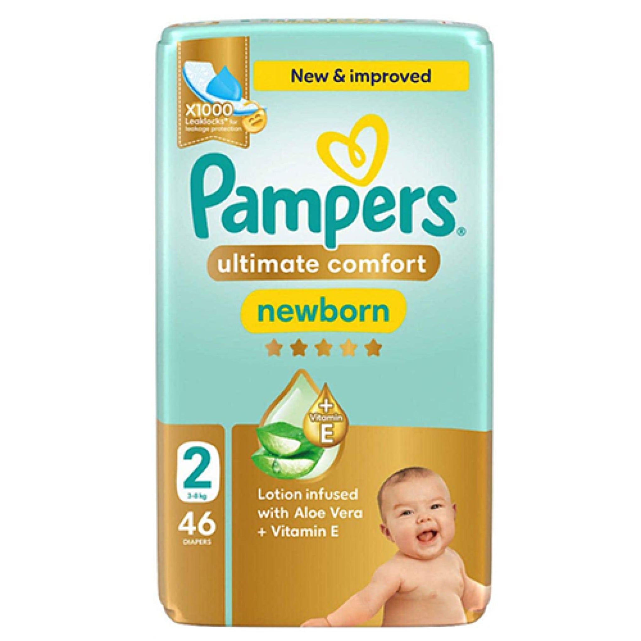 Pampers Ultimate Comfort Taped Diapers, Size 2, 3-8kg, Lotion infused