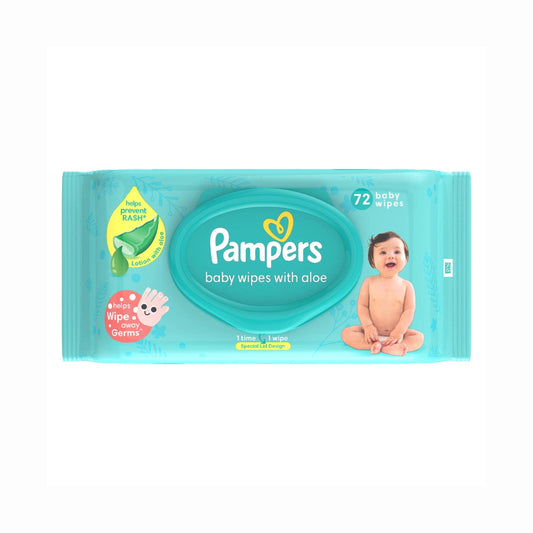 Pampers Baby Gentle Wet Wipes with Lid 72 Count (Pack of 1) | with Aloe Vera and Vitamin E | 97% Pure Water | Paraben free