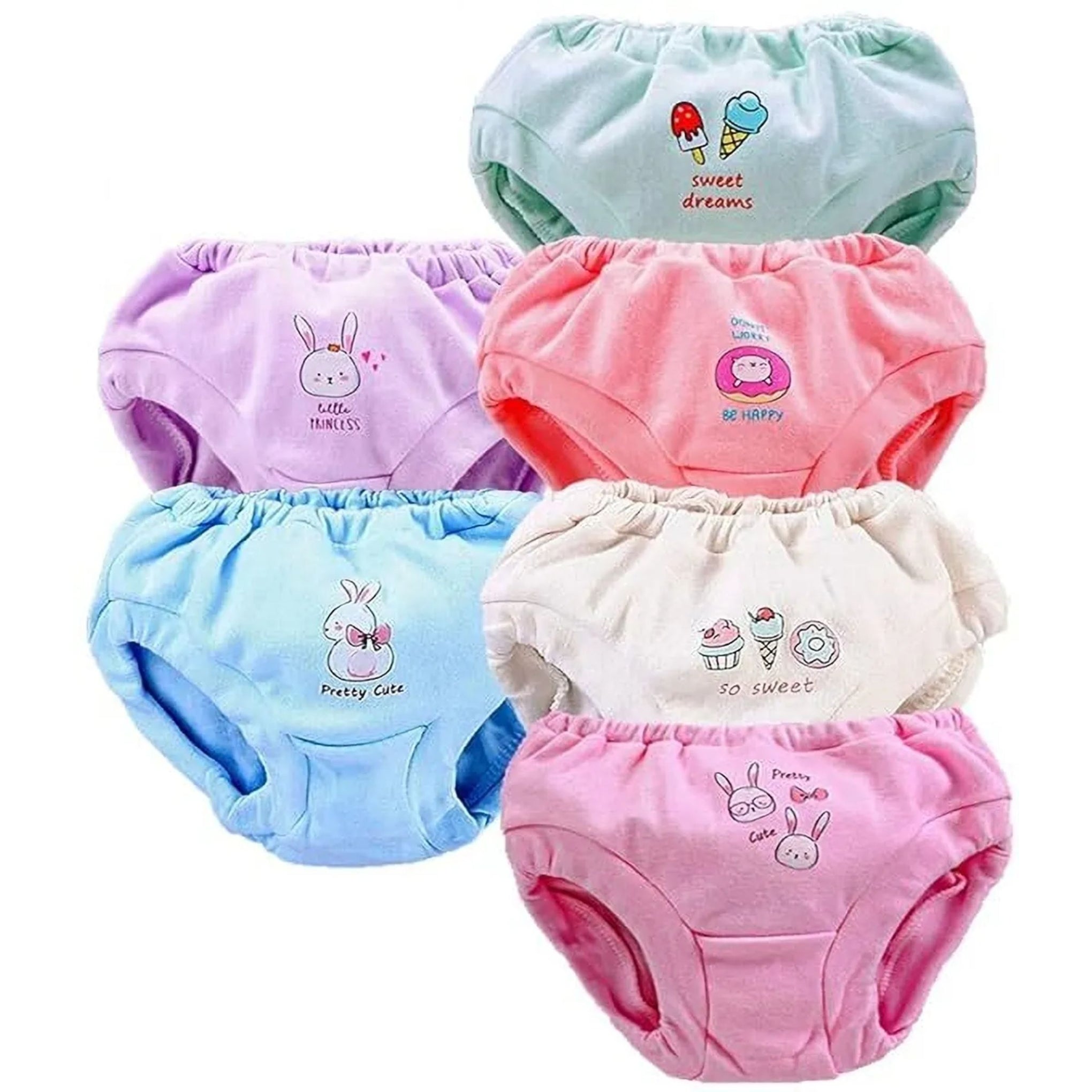 Smile Baby Soft Cotton Baby Girl's & Boy's Panties Pack of 6 Light Colors