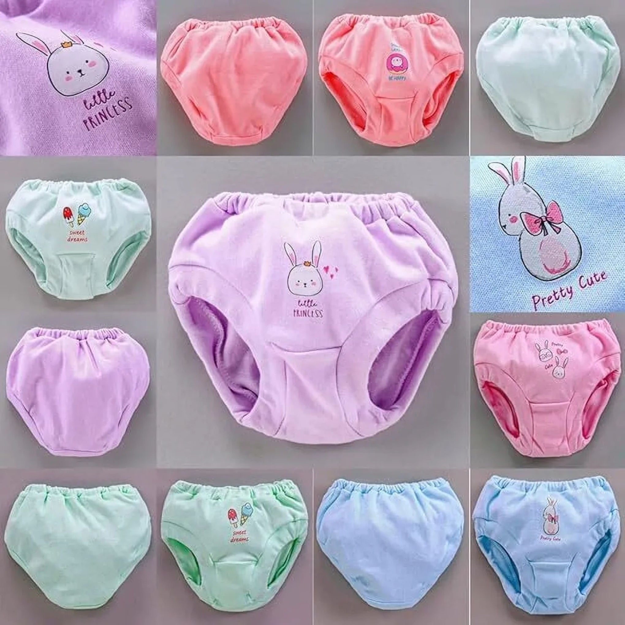 Smile Baby Soft Cotton Baby Girl's & Boy's Panties Pack of 6 Light Colors