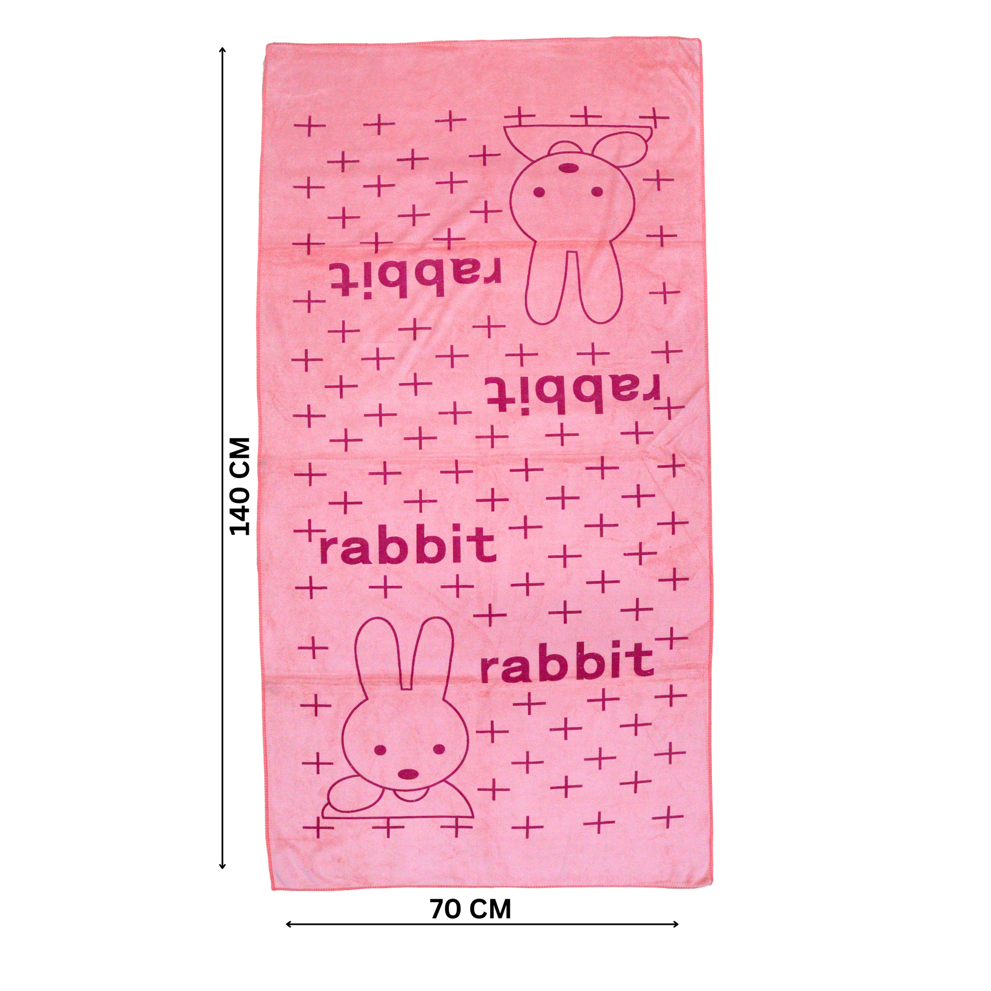 Smile Baby Kids Bath Towel For Girls Boys | Soft Premium Microfiber Quick Drying Towels for Unisex Kids | Cartoon Print Wash Dry Cloth Towel For Babies Toddlers, Pack Of 1, 70 x 140 CM, Rabbit Prints