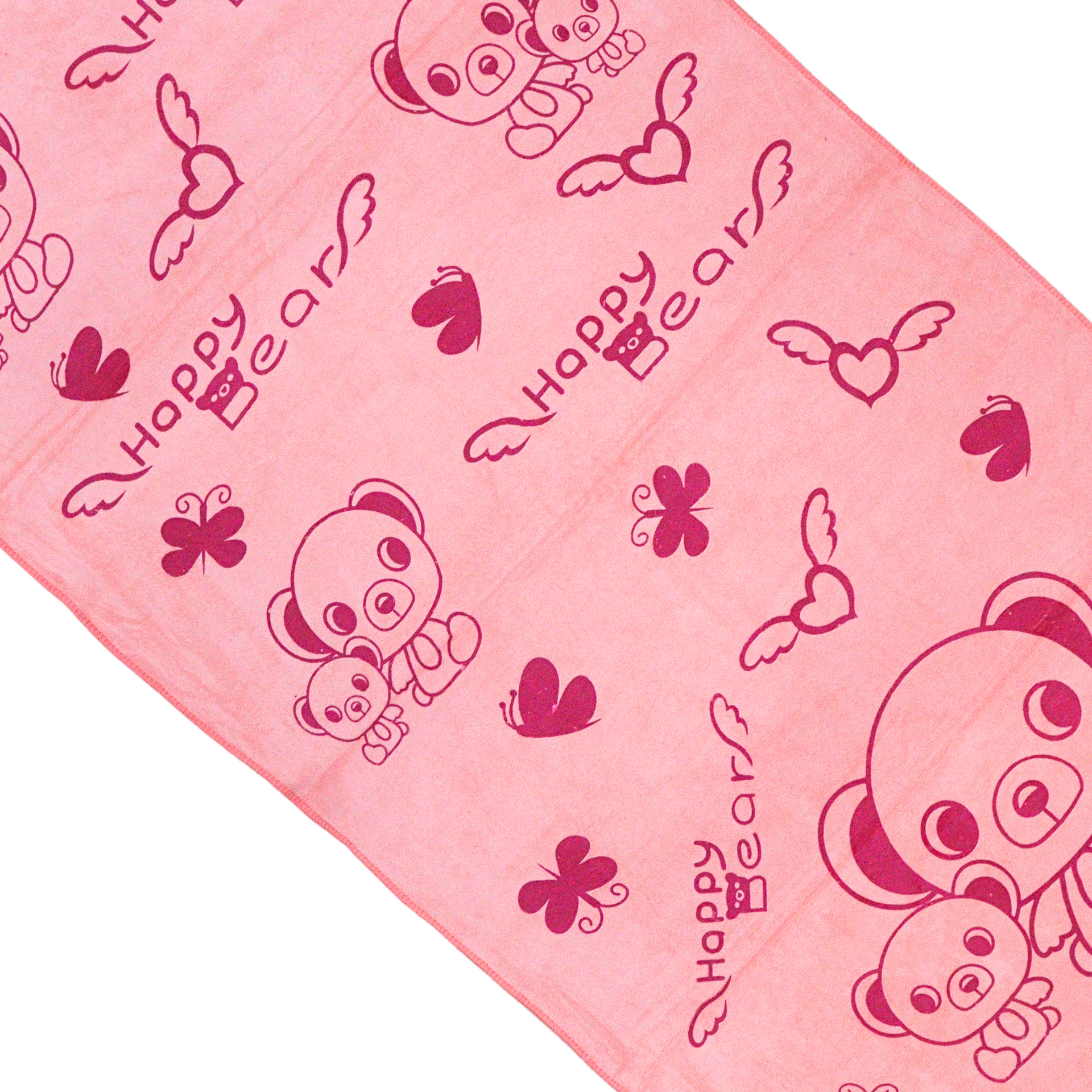 Smile Baby Kids Bath Towel For Girls Boys | Soft Premium Microfiber Quick Drying Towels for Unisex Kids | Cartoon Print Wash Dry Cloth Towel For Babies Toddlers, Pack Of 1, 70 x 140 CM, Happy Bear