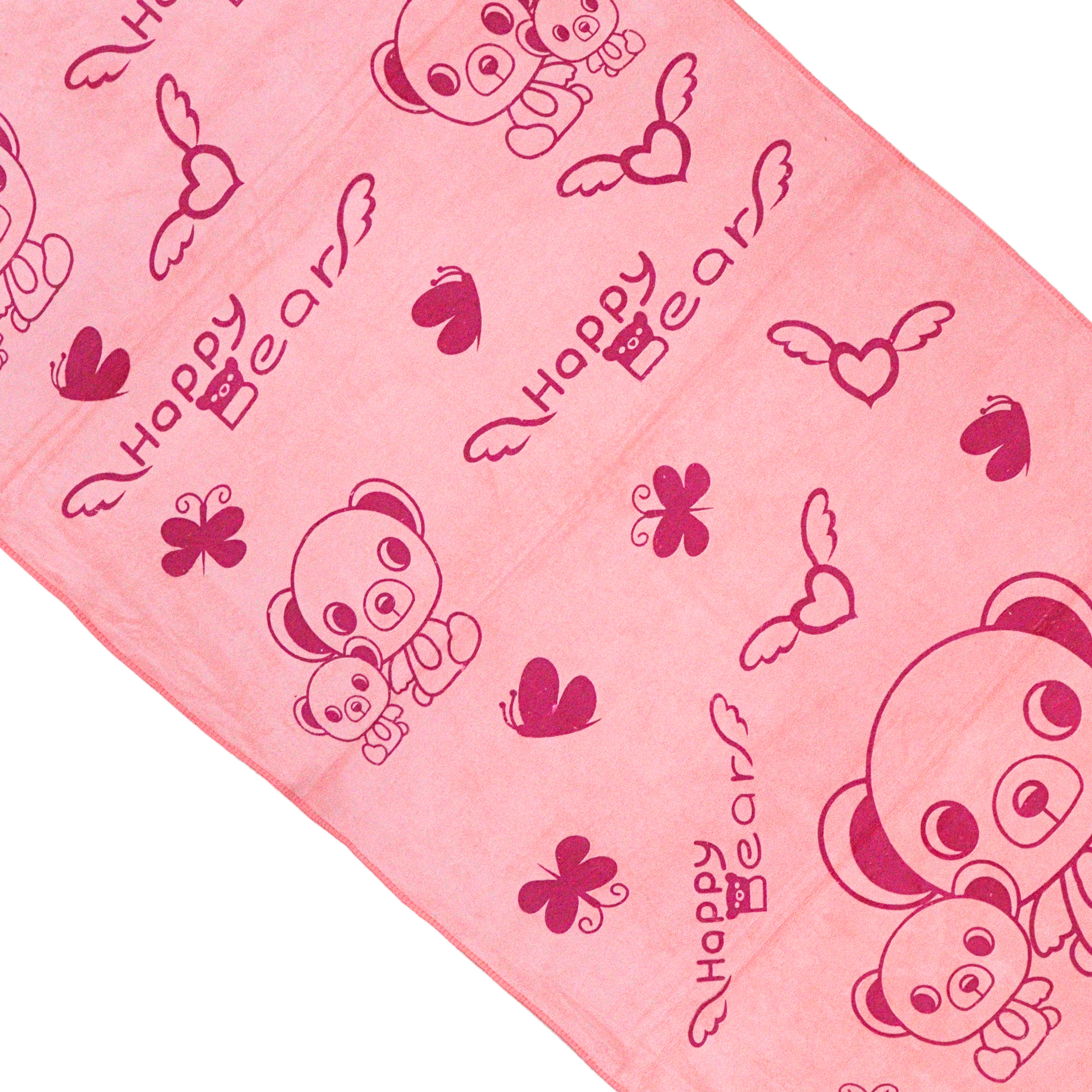 Smile Baby Kids Bath Towel For Girls Boys | Soft Premium Microfiber Quick Drying Towels for Unisex Kids | Cartoon Print Wash Dry Cloth Towel For Babies Toddlers, Pack Of 1, 70 x 140 CM, Happy Bear