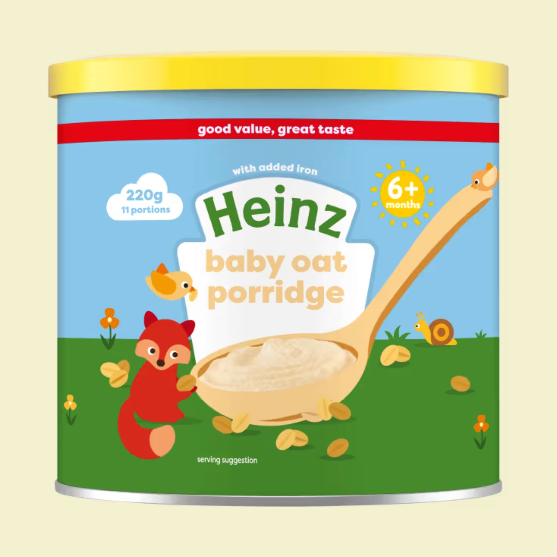 Heinz Baby Oat Porridge | 220g | With Added Iron | Suitable from 6+ Months | 11 Portions