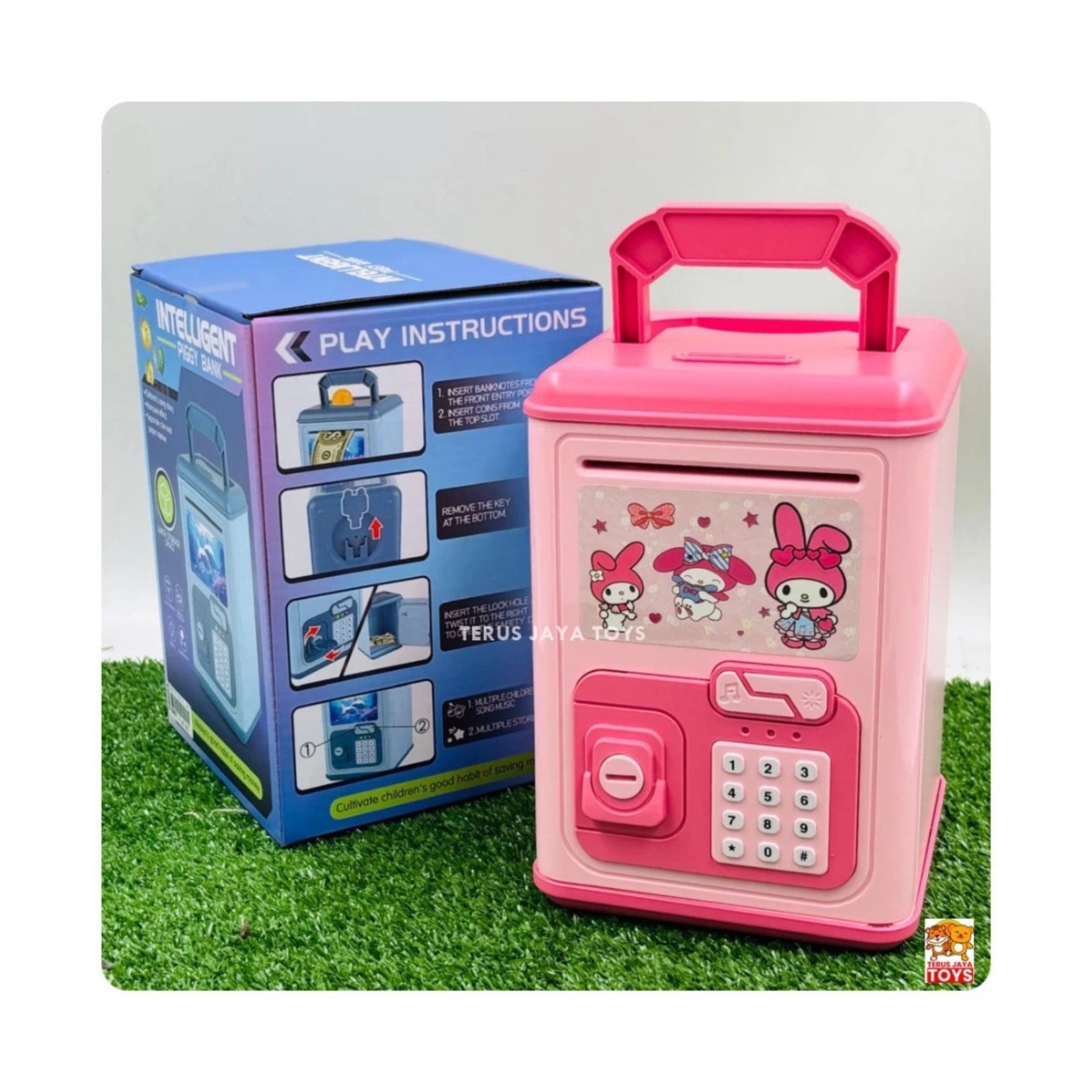 Smile Baby Mini ATM Piggy. Bank, Money Saving Bank | for Real 'Money Cash & Coin | Automatic Rolling Paper Money Lights Coin Bank - Kids Cartoon Money Border, Animal Saver to Develop Rescue Habits