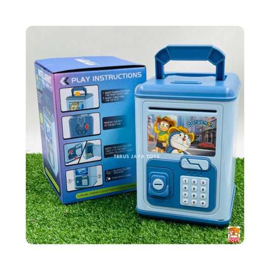 Smile Baby Mini ATM Piggy. Bank, Money Saving Bank | for Real 'Money Cash & Coin | Automatic Rolling Paper Money Lights Coin Bank - Kids Cartoon Money Border, Animal Saver to Develop Rescue Habits