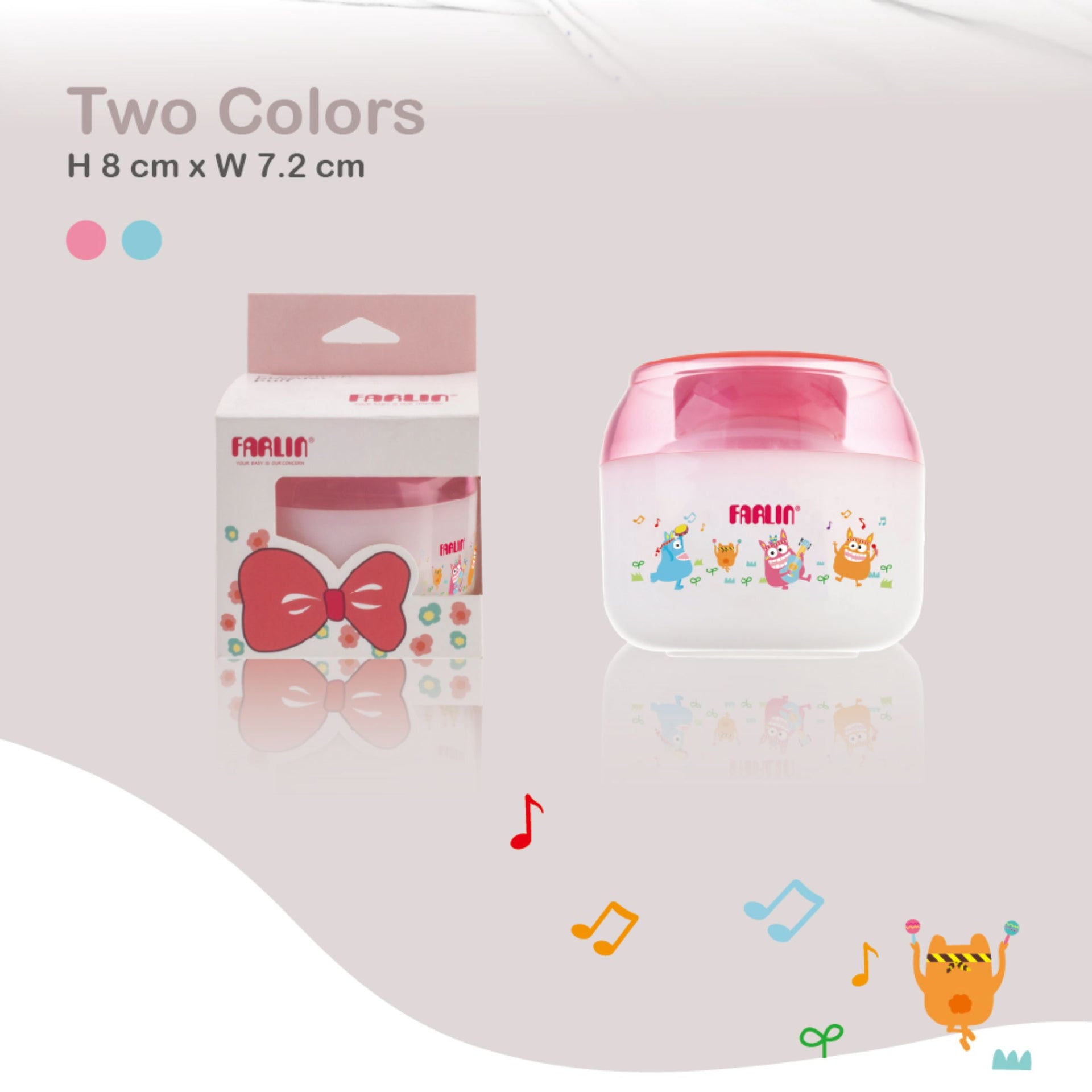 Farlin Free-Drop Baby Powder Puff with Built-in Powder Case | Soft Feather Touch | Two Colors (Pink & Blue)