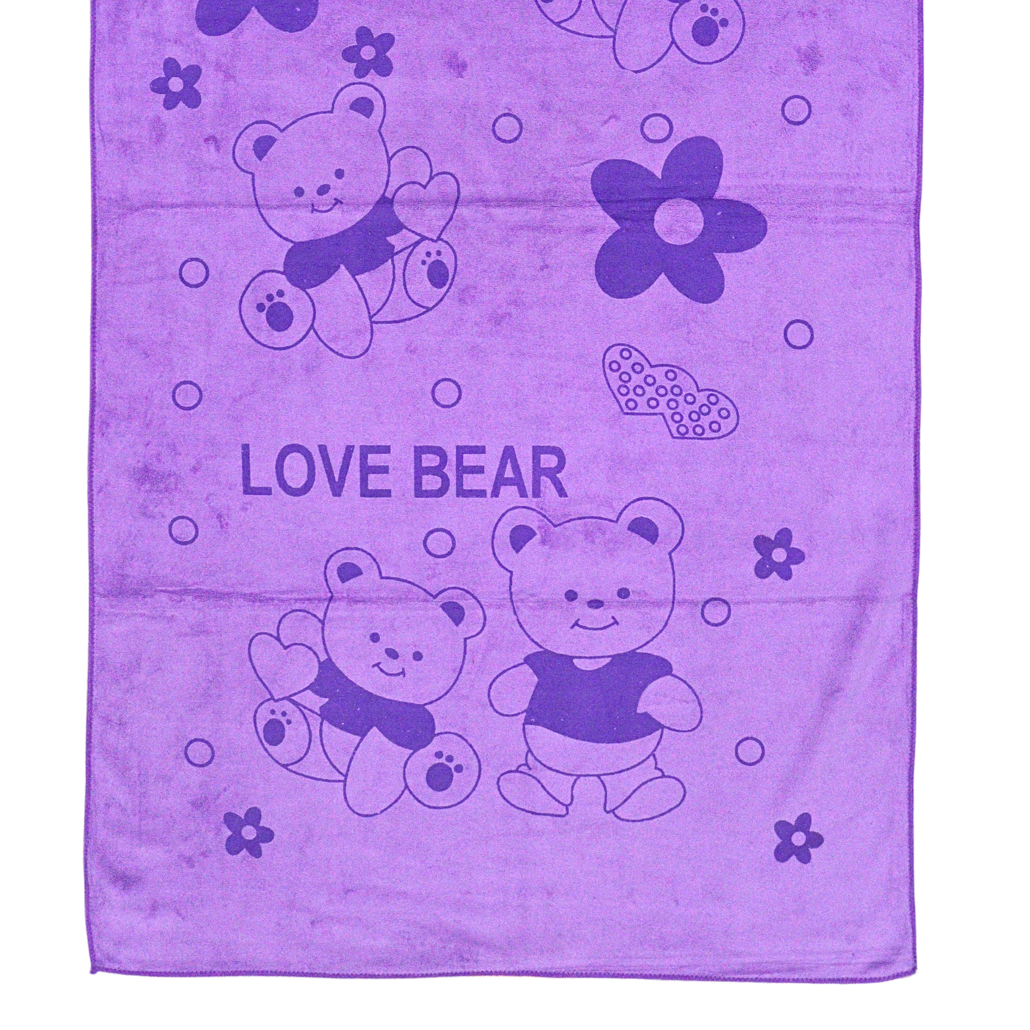 Smile Baby Kids Bath Towel For Girls Boys | Soft Premium Microfiber Quick Drying Towels for Unisex Kids | Cartoon Print Wash Dry Cloth Towel For Babies Toddlers, Pack Of 1, 70 x 140 CM, Love Bear Prints