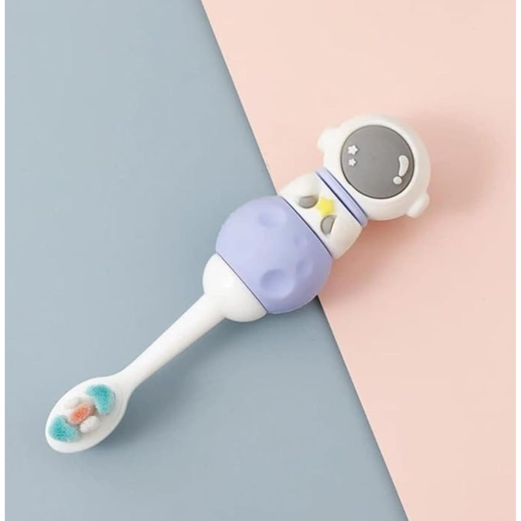 Smile Baby 3D Cartoon Handle Soft Bristles Toothbrush for Children's with Travel Case 2 To 7 Years (ASTRONOUT PURPLE)