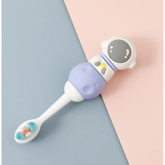 Smile Baby 3D Cartoon Handle Soft Bristles Toothbrush for Children's with Travel Case 2 To 7 Years (ASTRONOUT PURPLE)