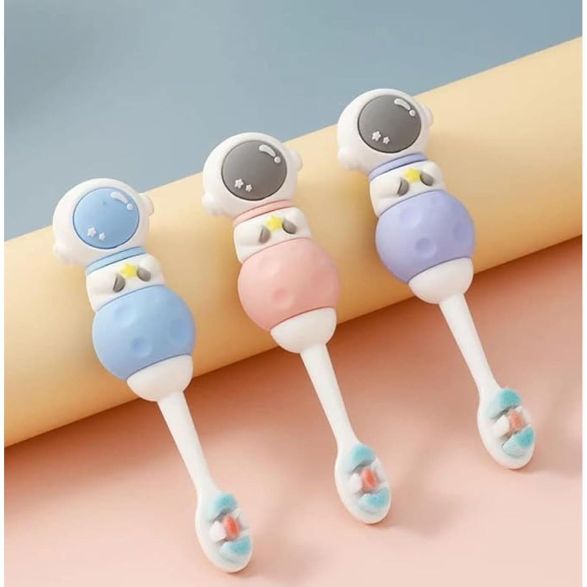 Smile Baby 3D Cartoon Handle Soft Bristles Toothbrush for Children's with Travel Case 2 To 7 Years (ASTRONOUT PURPLE)