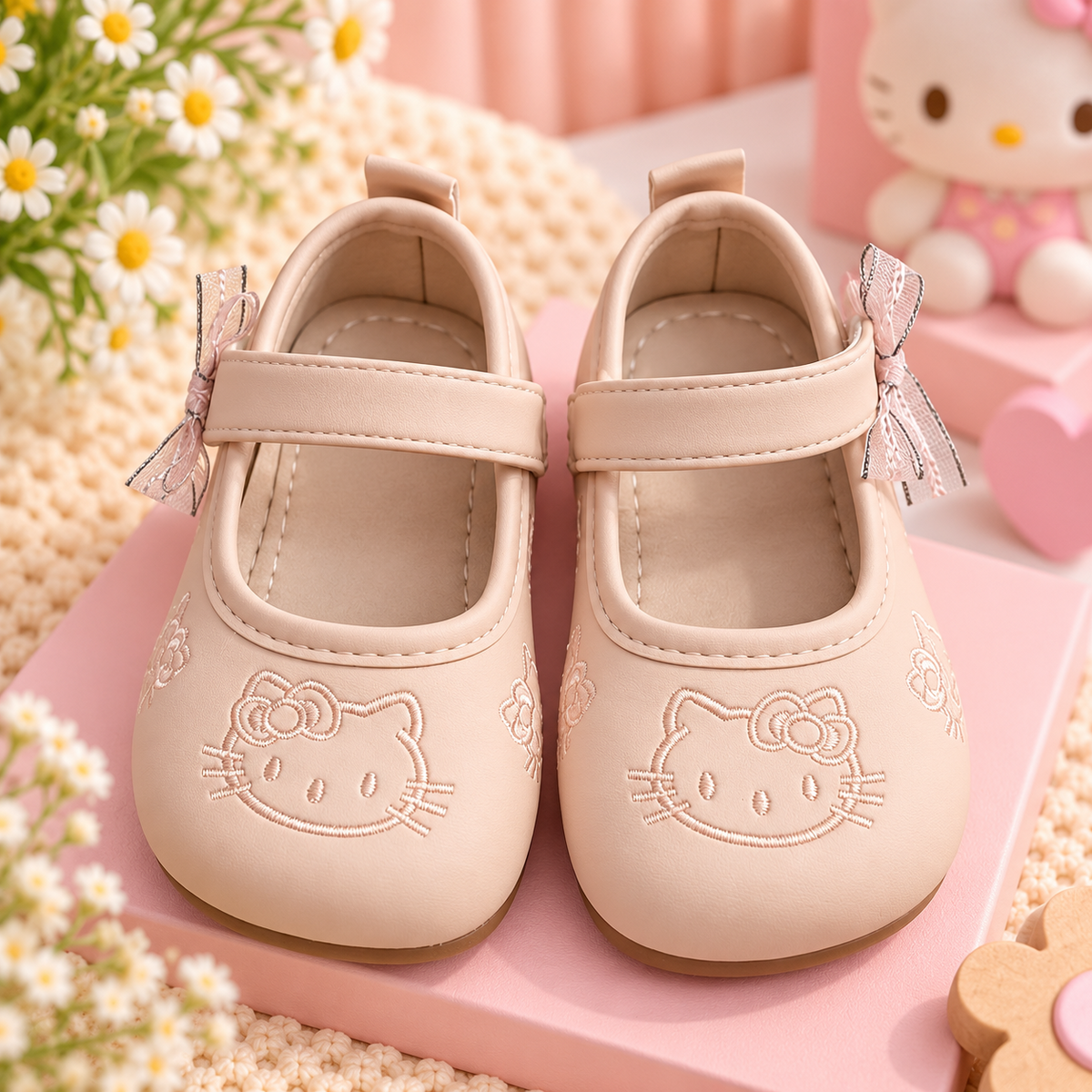 SMILE BABY pink kitty Mary Jane shoes front view