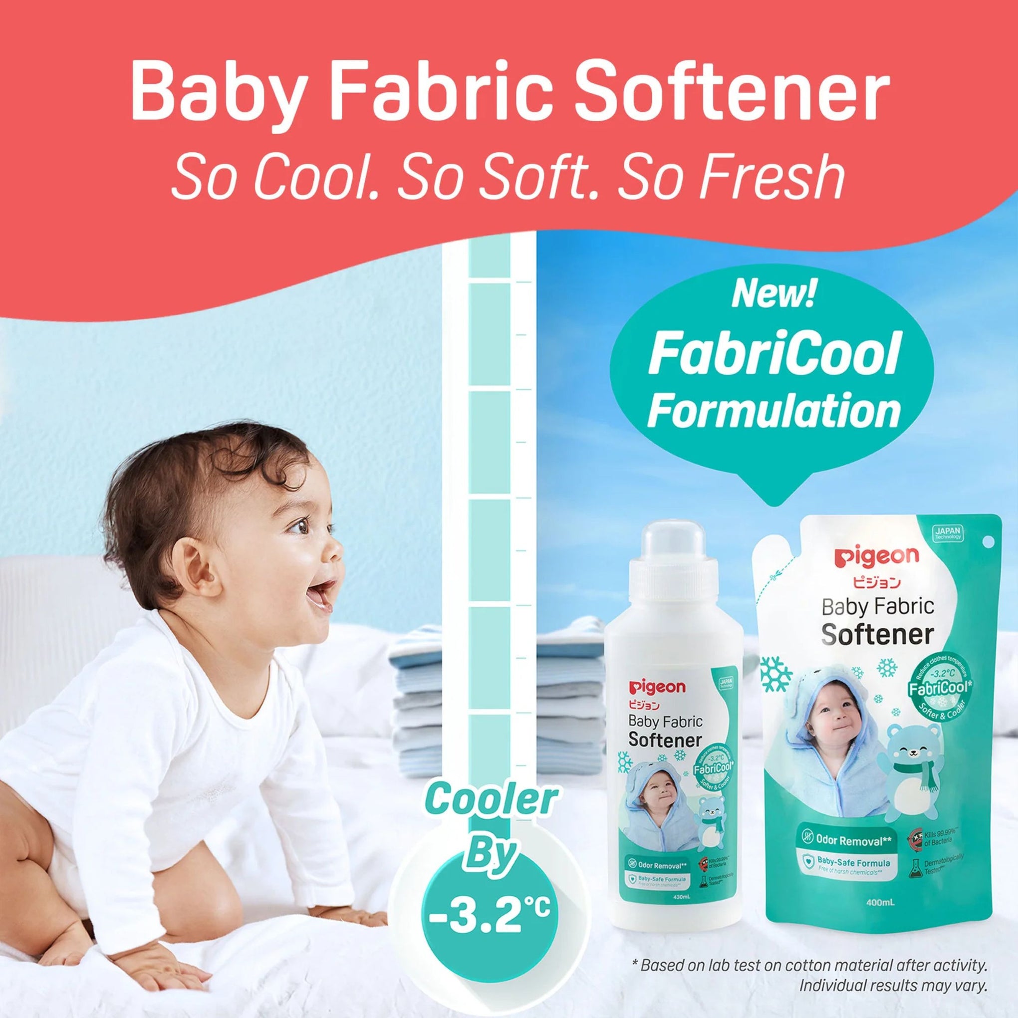 Pigeon Baby Fabric Softener |Keep your baby's clothes softer and refreshing |Softer & Cooler Clothes For baby's delicate skin | 400ml