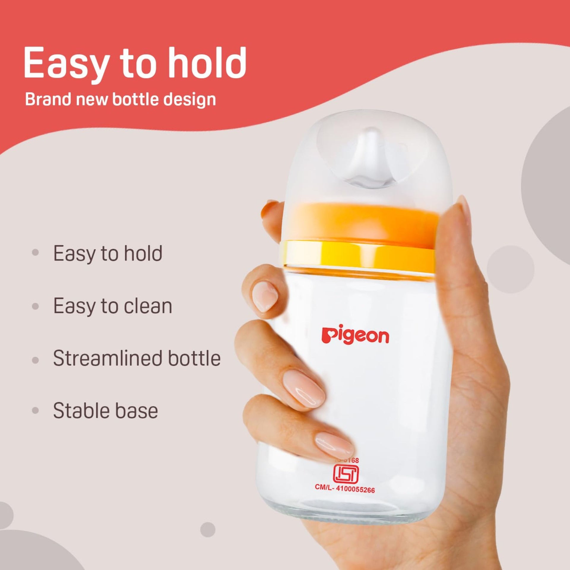 Pigeon Wide Neck Glass Feeding Bottle, 160ml, 0m+/Babies Upto 0 Months+, Made of Borosilicate Glass, BPA Free, Ergonomic Shape is Easy to Hold, with Anti Colic Nipple 160ml Yellow