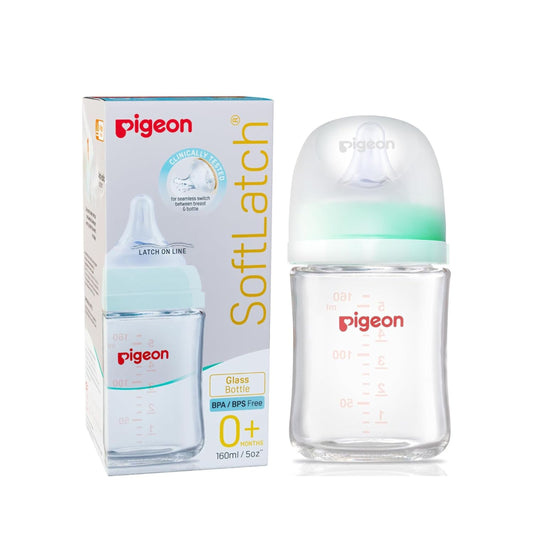 Pigeon Premium Glass Baby Feeding Bottle for New Born | Japan's No.1 Brand | Wide Neck | BPA Free | with Added Anti-Colic Nipple | Infants | Toddlers | 0 Months+ Babies |160 ml