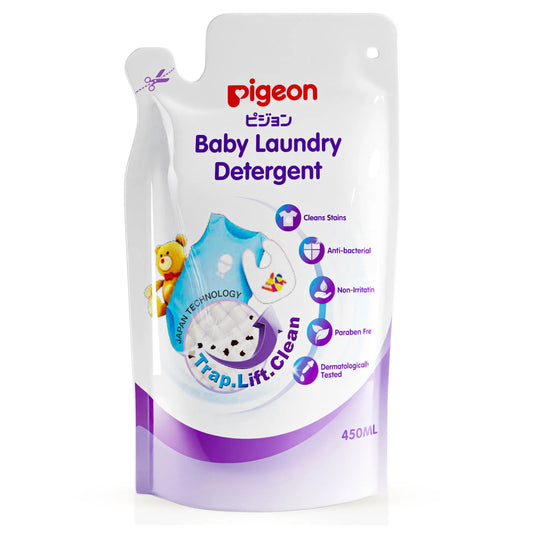Pigeon Baby Liquid Laundry Detergent Refill Pack - 450 ml & Pigeon, Baby Laundry Detergent Liquid, Anti-Bacterial, Paraben Free, 900Ml