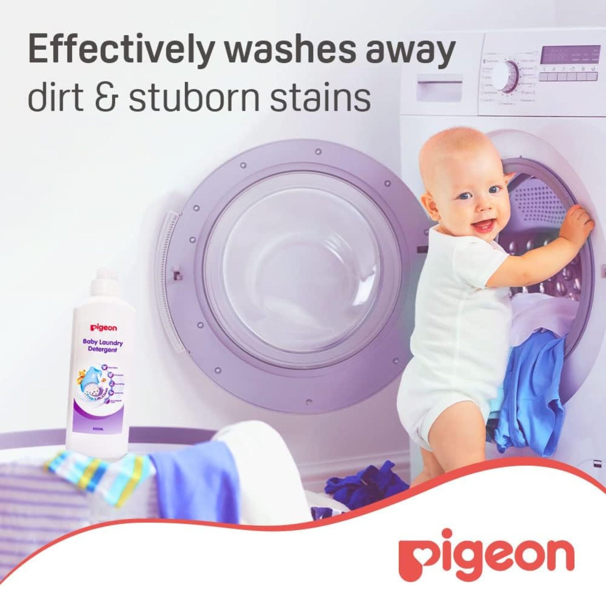Pigeon Baby Liquid Laundry Detergent Refill Pack - 450 ml & Pigeon, Baby Laundry Detergent Liquid, Anti-Bacterial, Paraben Free, 900Ml