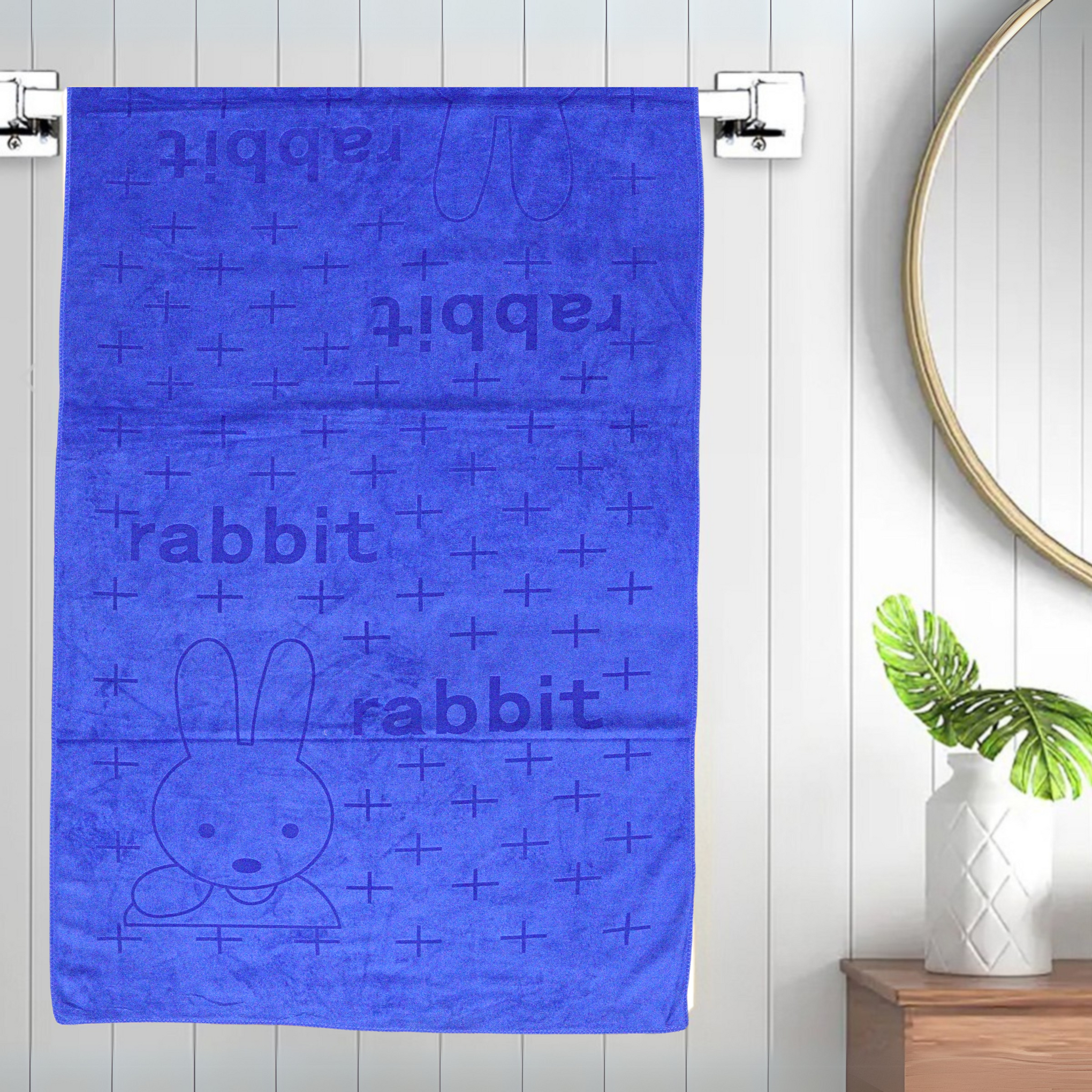 Smile Baby Kids Bath Towel For Girls Boys | Soft Premium Microfiber Quick Drying Towels for Unisex Kids | Cartoon Print Wash Dry Cloth Towel For Babies Toddlers, Pack Of 1, 70 x 140 CM, Rabbit Prints