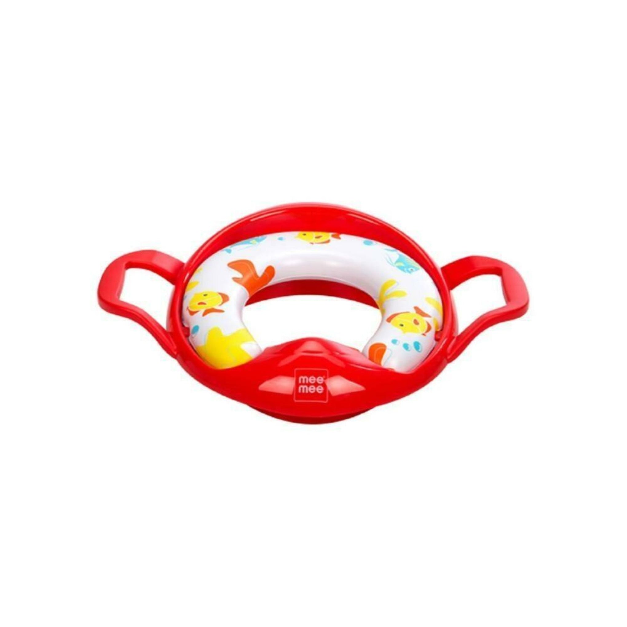 Mee Mee Cushioned portable Baby Potty Seat for Toilet Training with Easy grip support handles, Easy to Carry (RED)