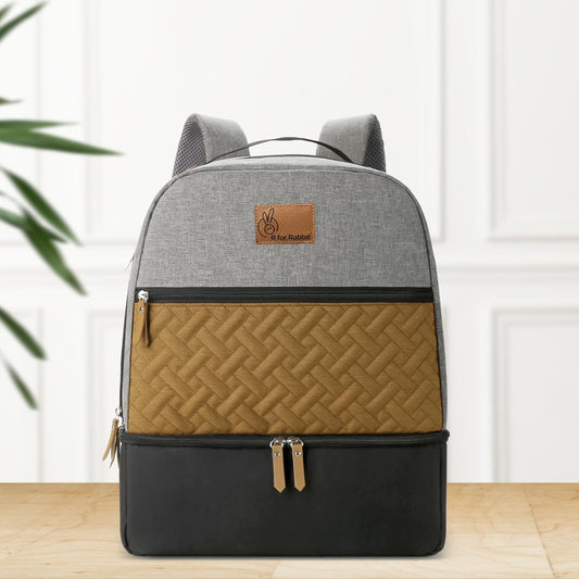 R for Rabbit Caramello Truffle Diaper Bags for Mother, Multipurpose & Large Capacity Stylish Maternity Diaper Backpack for Mom (Black Mustard)