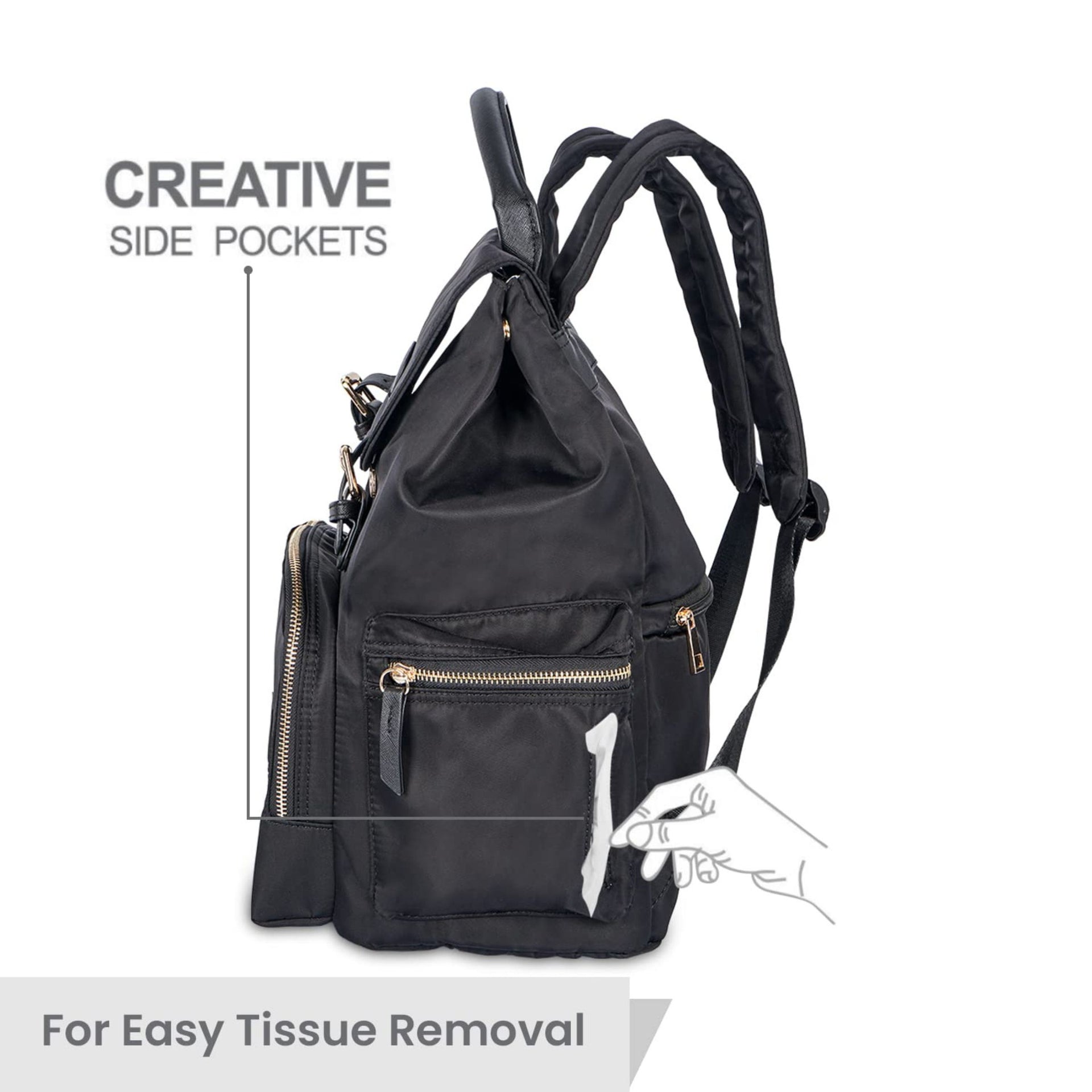 R for Rabbit Caramello Bliss Diaper Bag for Mother, Multipurpose Stylish Diaper Bag, Waterproof Maternity Backpacks, Nursing Backpack (Black)