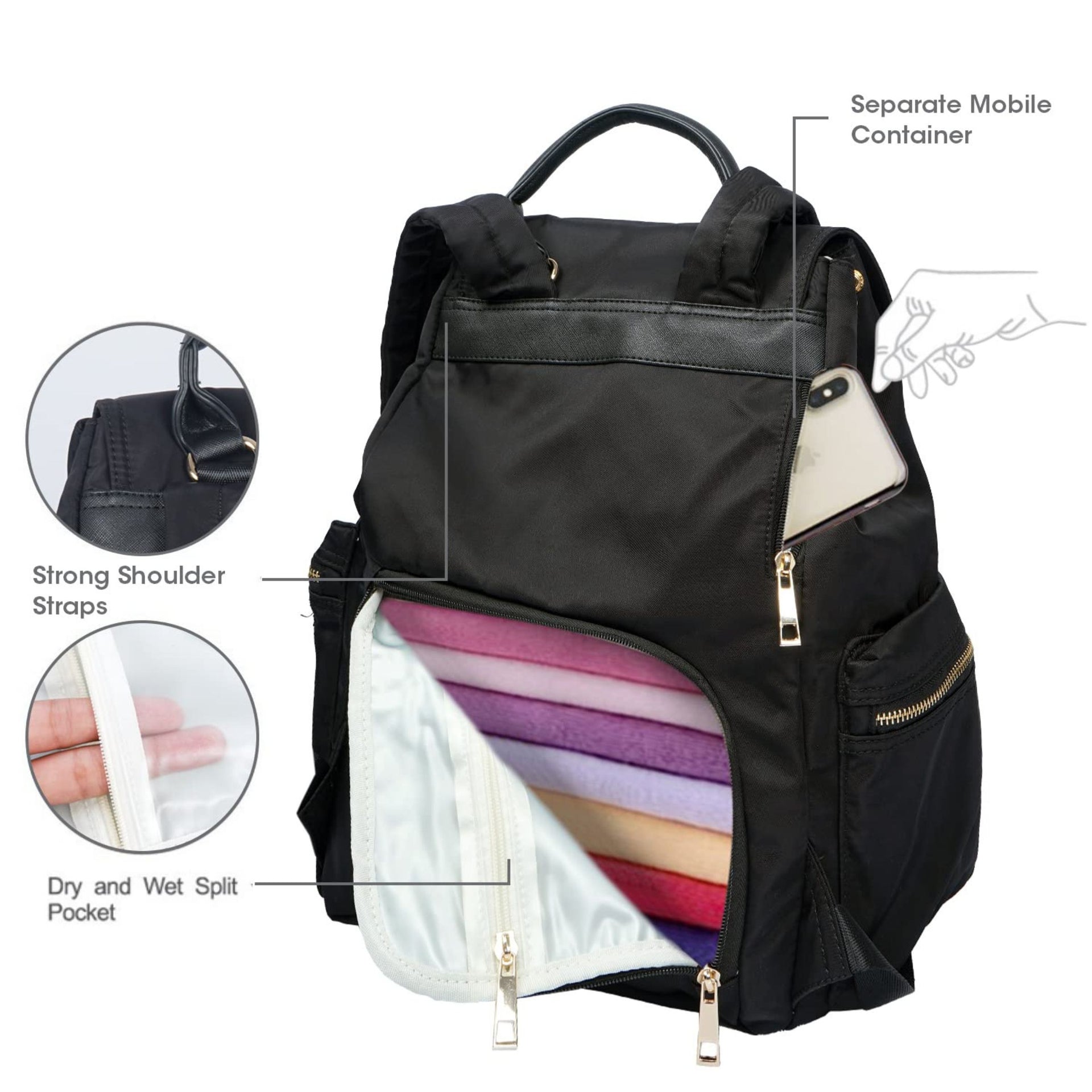 R for Rabbit Caramello Bliss Diaper Bag for Mother, Multipurpose Stylish Diaper Bag, Waterproof Maternity Backpacks, Nursing Backpack (Black)
