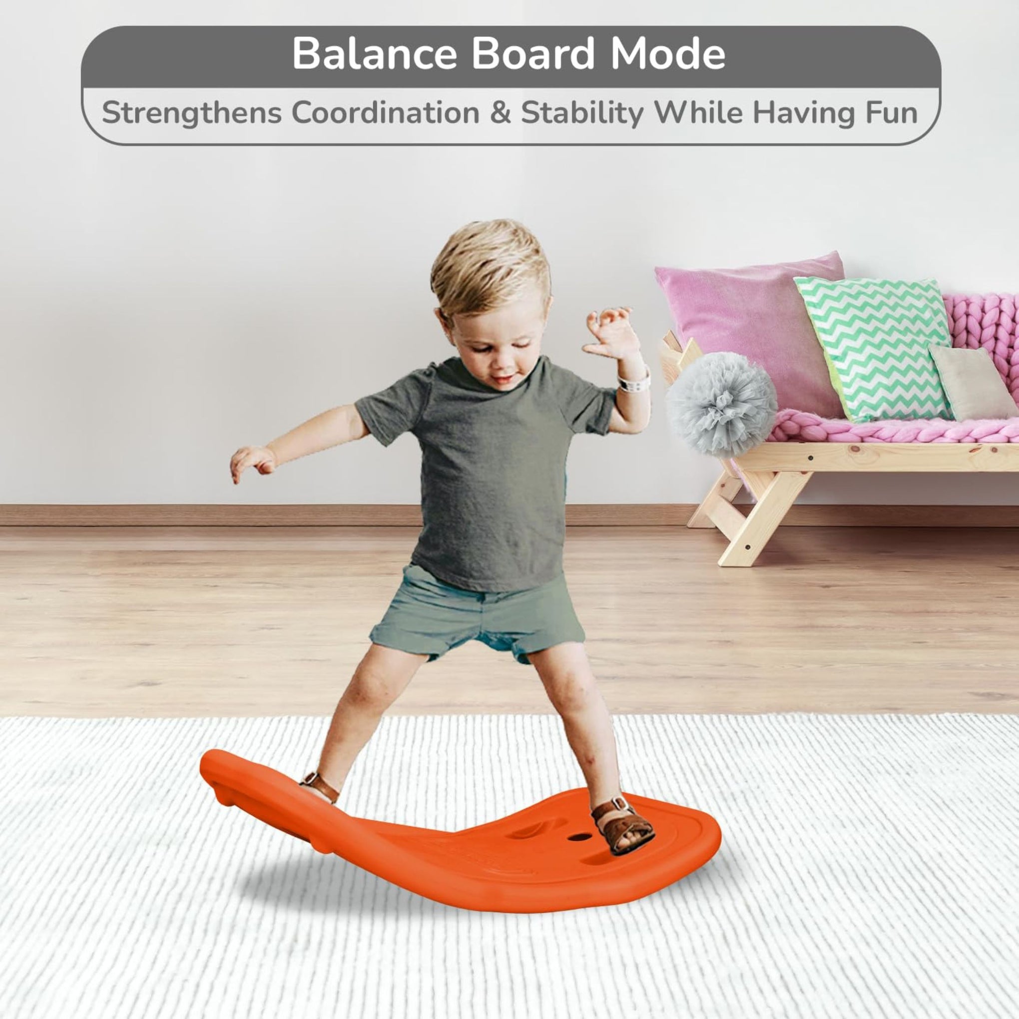 R for Rabbit Rock N Ride 3 in 1 Baby Push Ride-On Car with Rocker & Balance Board Mode | Non-Toxic, Durable and Safe Rocking Horse Rider for Kids 1-4 Years Age, Upto 20kgs Weight (Blue Orange)