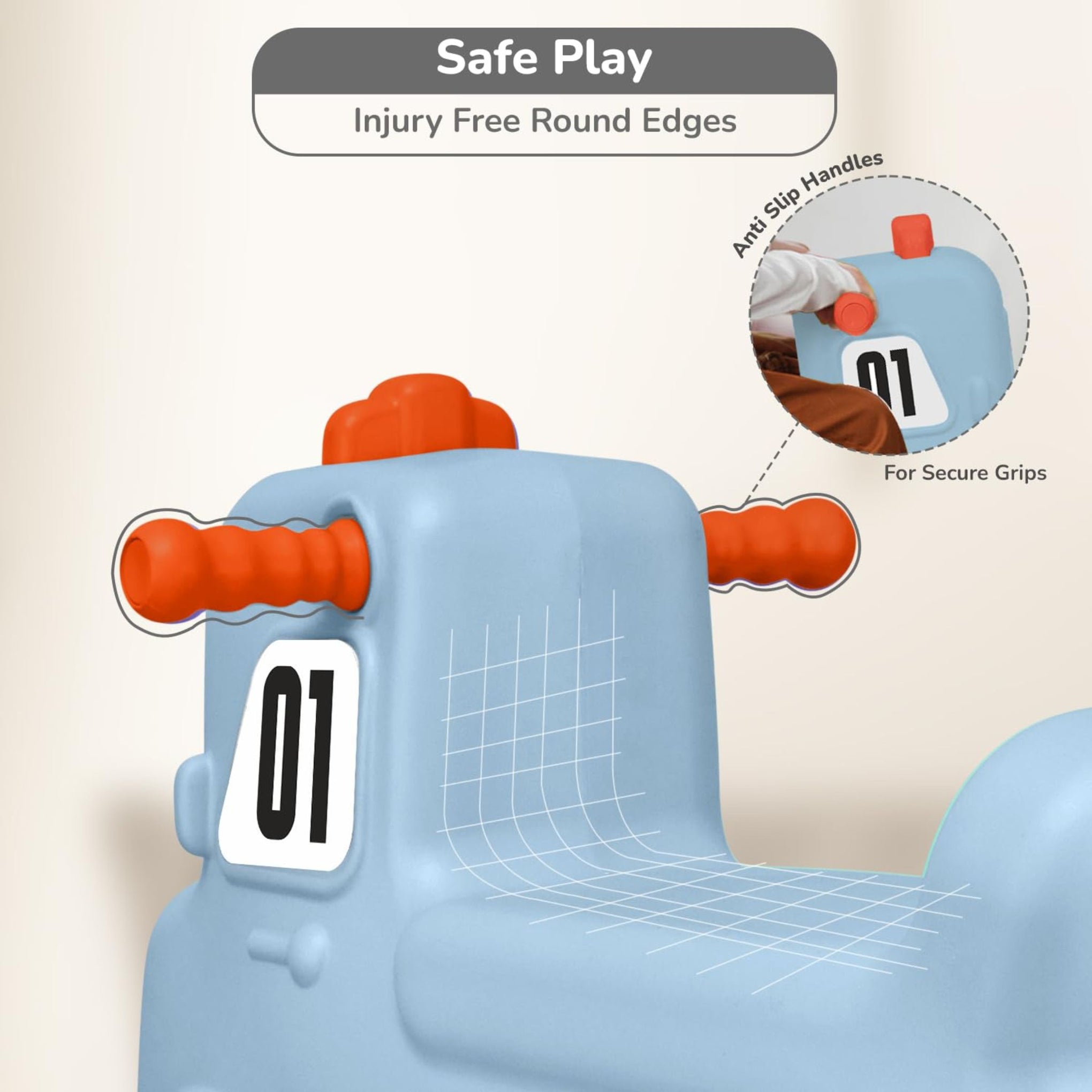 R for Rabbit Rock N Ride 3 in 1 Baby Push Ride-On Car with Rocker & Balance Board Mode | Non-Toxic, Durable and Safe Rocking Horse Rider for Kids 1-4 Years Age, Upto 20kgs Weight (Blue Orange)