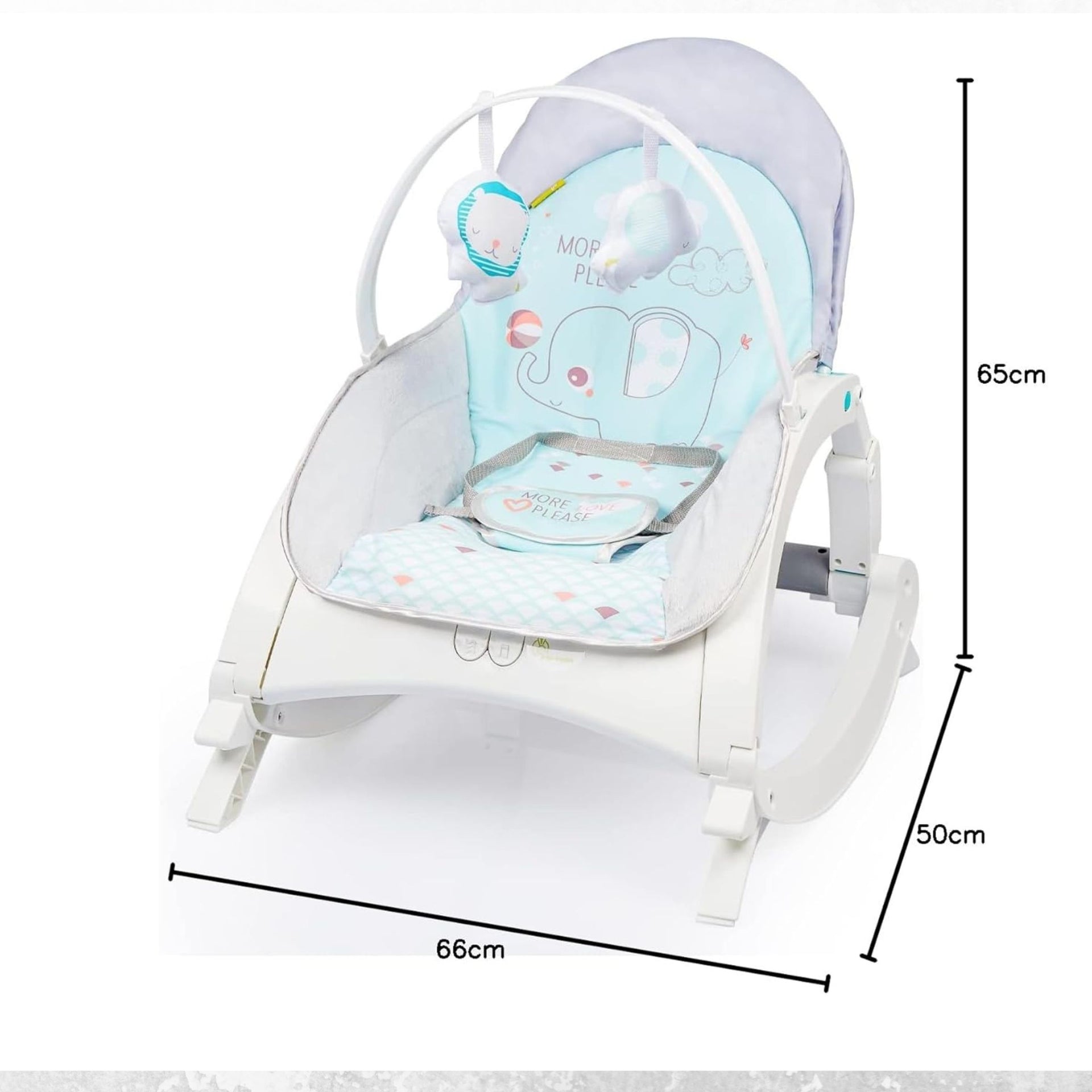 R for Rabbit Rock N Play Baby Rocker Baby Feeding Chair with Vibration and Soothing Music, Adjustable Backrest with Arc-Shaped Legs for Rocking Mode | 3 in 1 Functionality DetachableToy Bar (Green)