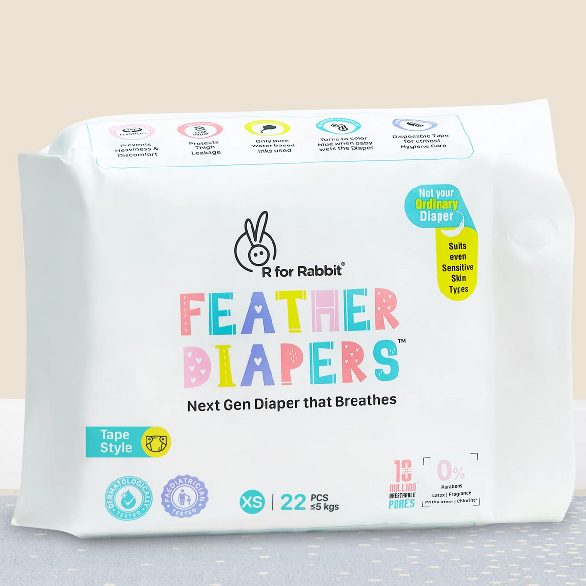 Brer Rabbit Diaper R for Rabbit XS New born Premium Feather Diaper nb Taped Size for Baby ...