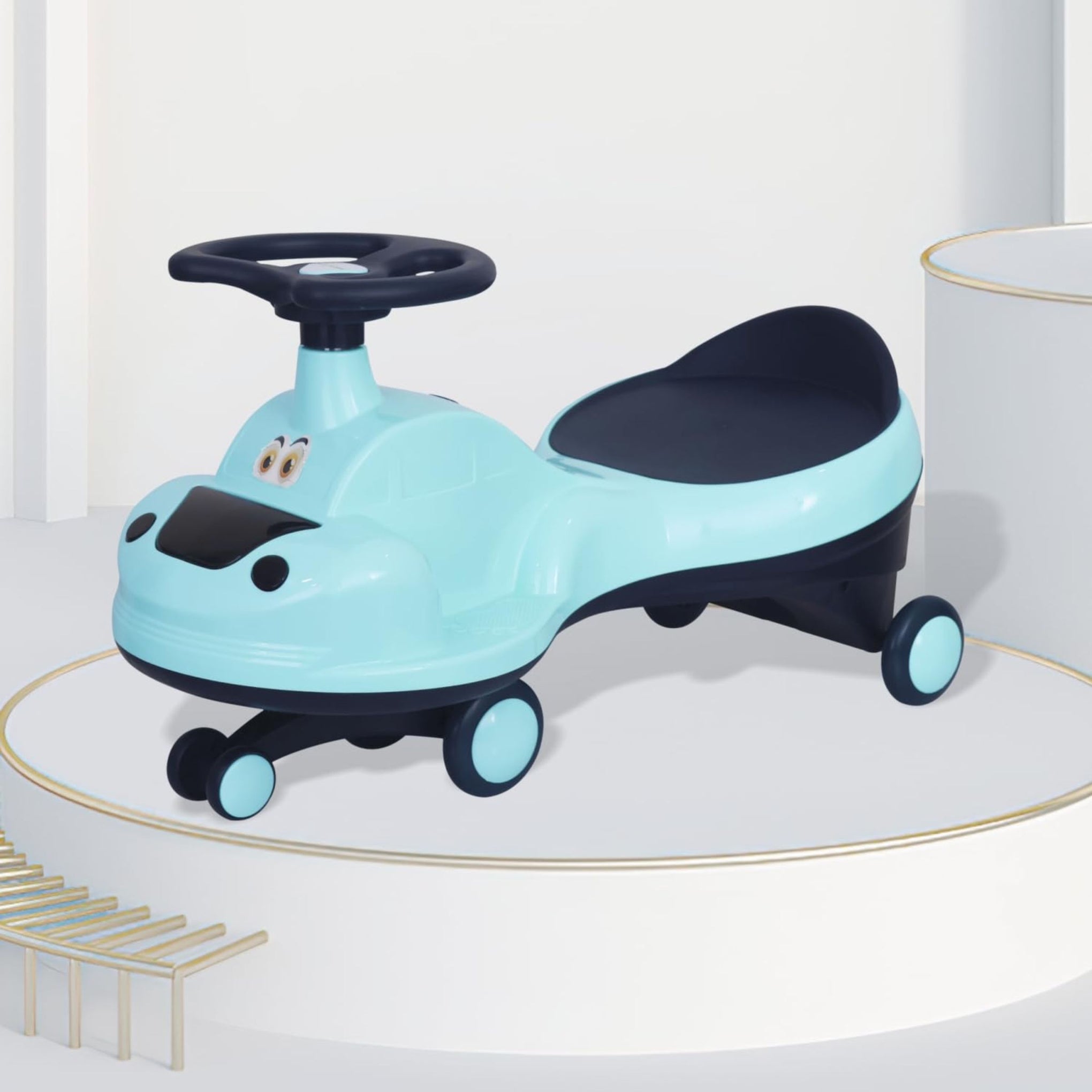 R for Rabbit Iya Iya Zippy Kids Swing Car, Scratch Free PVC Wheels with ABEC7 Bearing, Ride on Magic Toy Car for Kids Suitable for 3+ Years Boys & Girls, Upto 75 Kgs (Lake Blue)