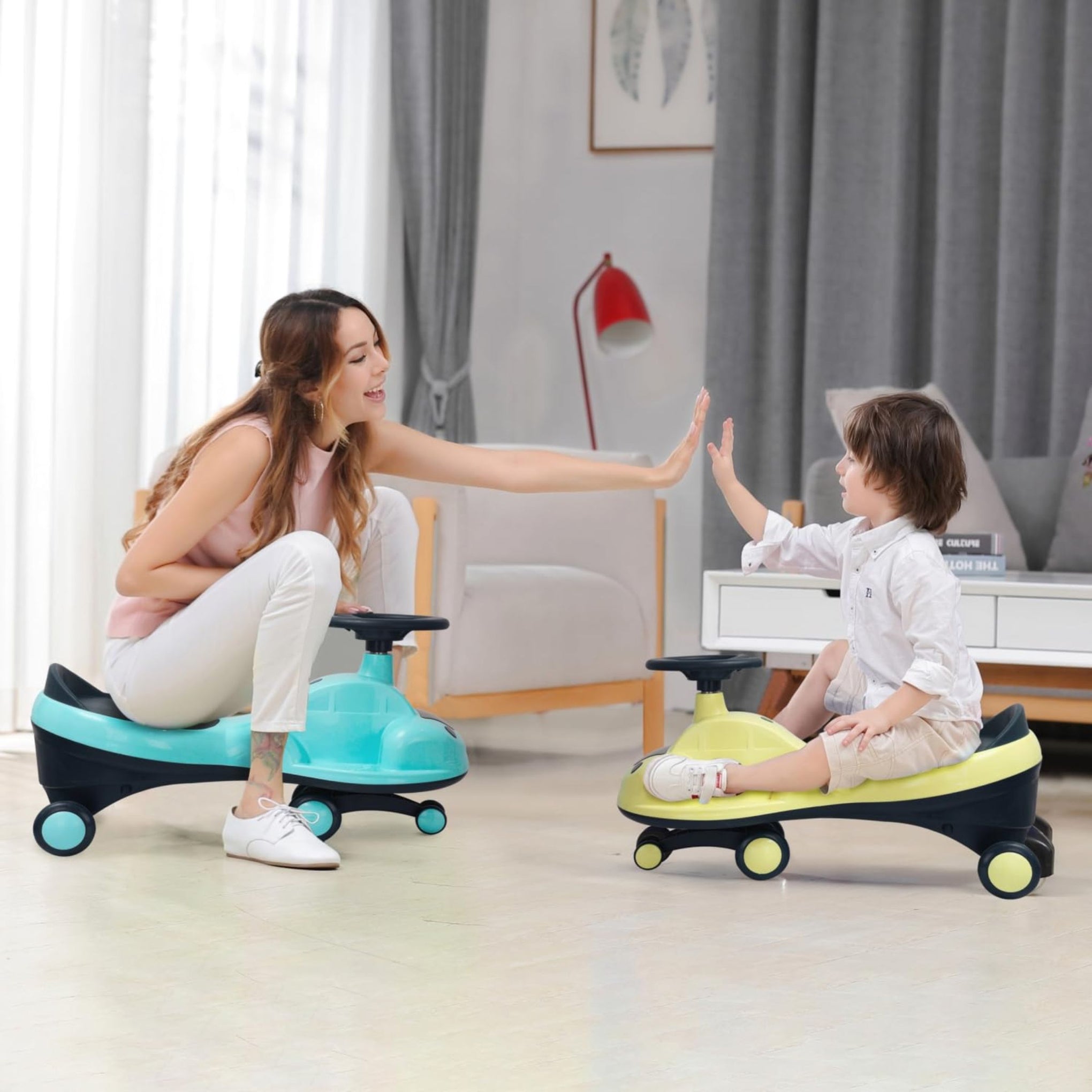 R for Rabbit Iya Iya Zippy Kids Swing Car, Scratch Free PVC Wheels with ABEC7 Bearing, Ride on Magic Toy Car for Kids Suitable for 3+ Years Boys & Girls, Upto 75 Kgs (Lake Blue)