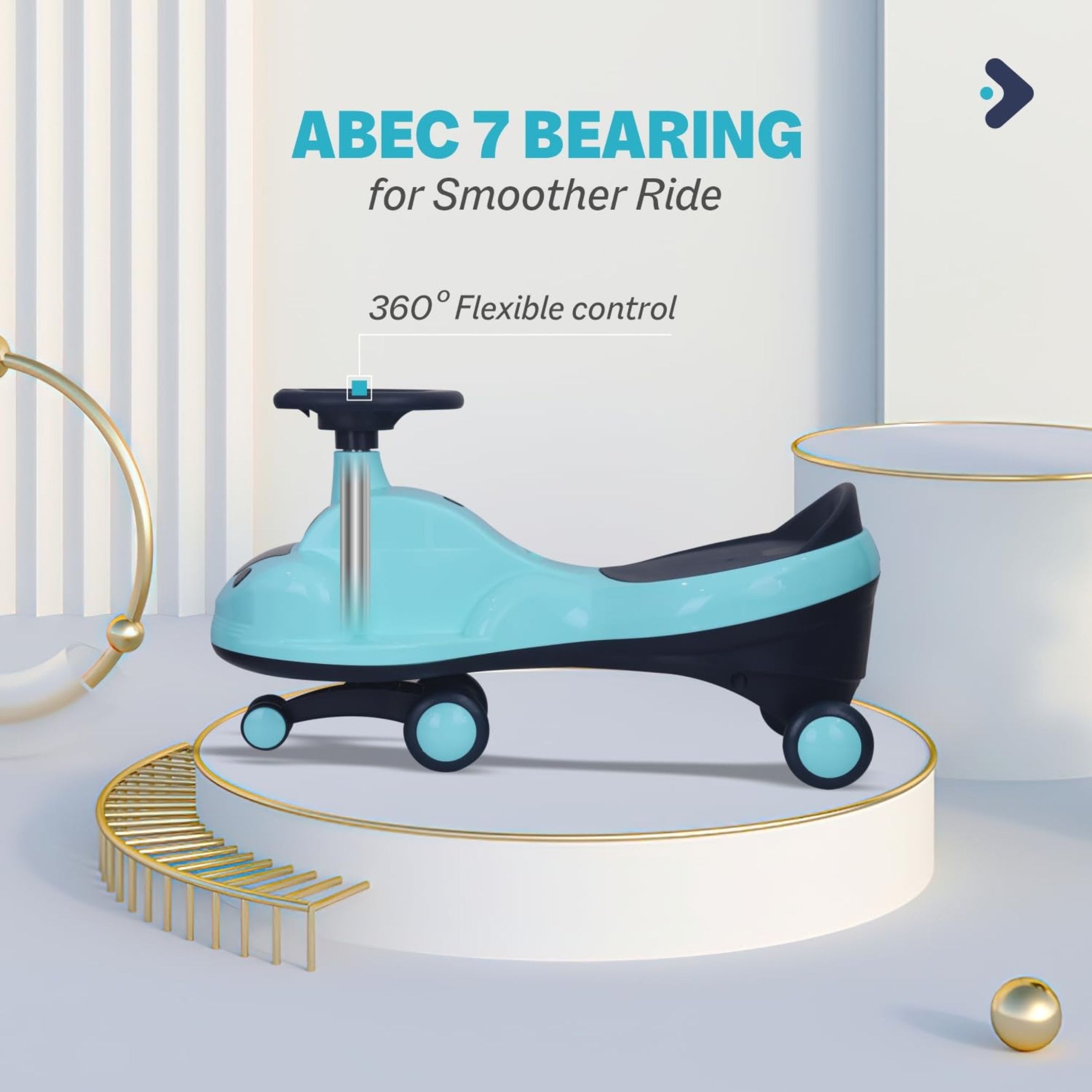 R for Rabbit Iya Iya Zippy Kids Swing Car, Scratch Free PVC Wheels with ABEC7 Bearing, Ride on Magic Toy Car for Kids Suitable for 3+ Years Boys & Girls, Upto 75 Kgs (Lake Blue)