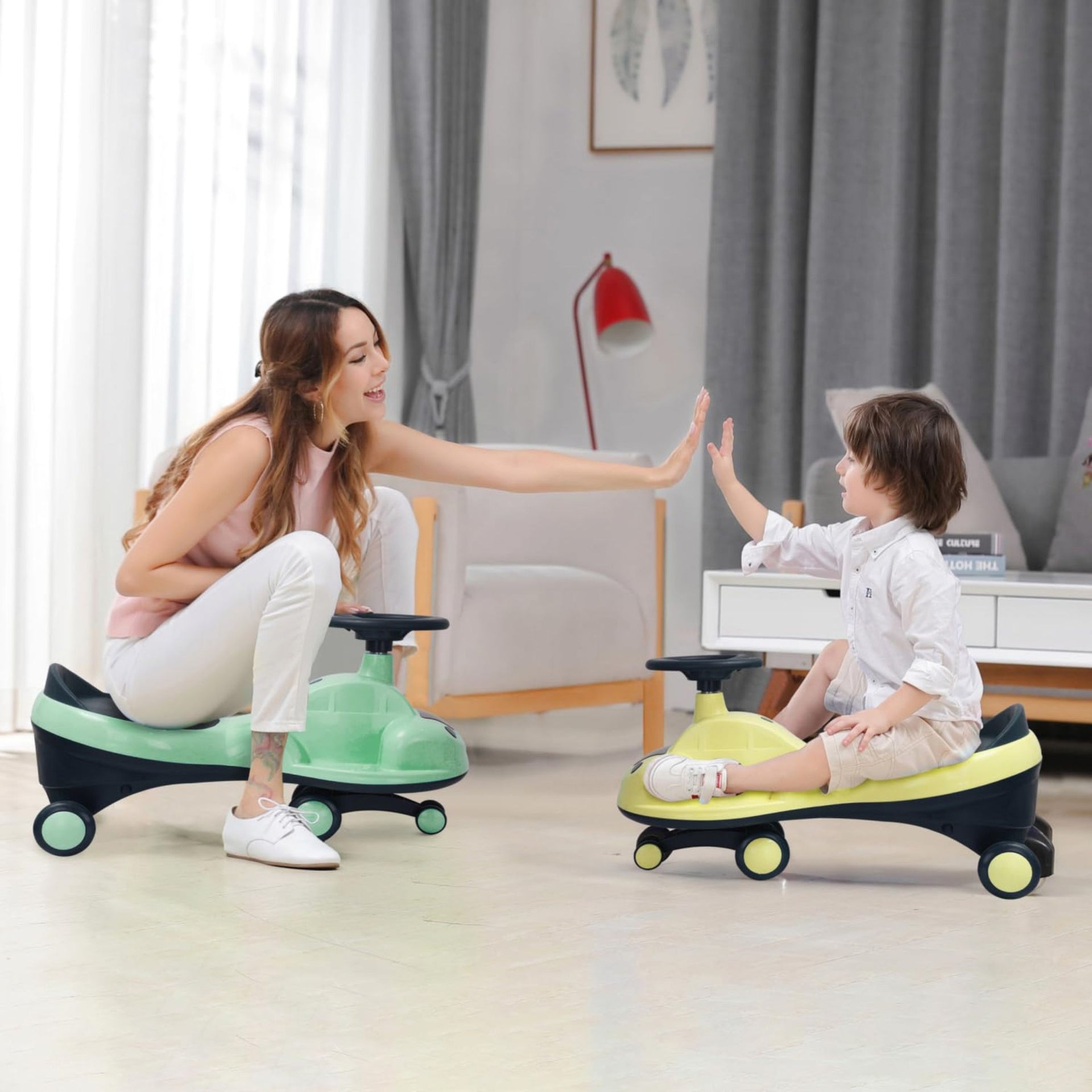 R for Rabbit Iya Iya Zippy Kids Swing Car, Scratch Free PVC Wheels with ABEC7 Bearing, Ride on Magic Toy Car for Kids Suitable for 3+ Years Boys & Girls, Upto 75 Kgs (Sea Green)