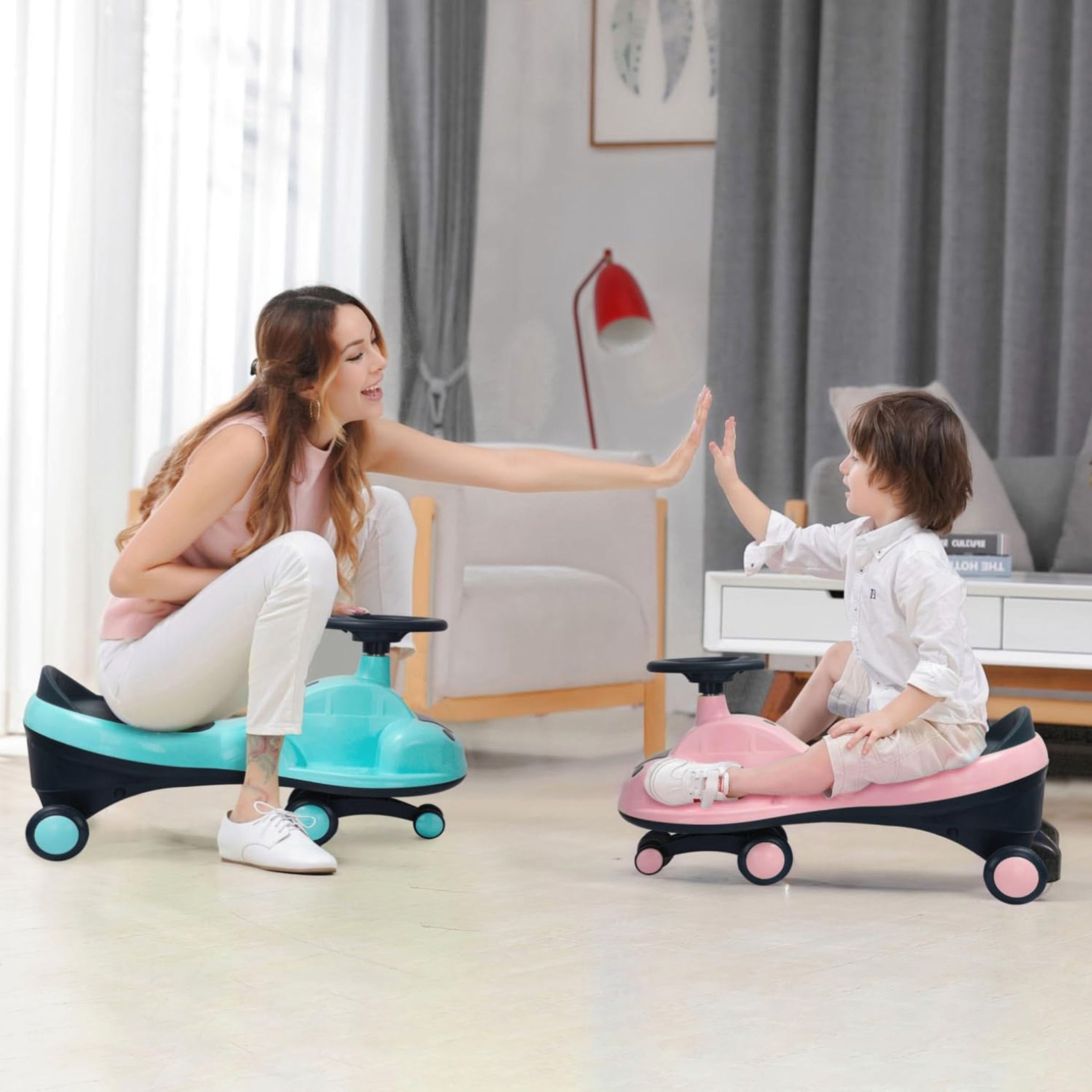 R for Rabbit Iya Iya Zippy Kids Swing Car, Scratch Free PVC Wheels with ABEC7 Bearing, Ride on Magic Toy Car for Kids Suitable for 3+ Years Boys & Girls, Upto 75 Kgs (Pink)