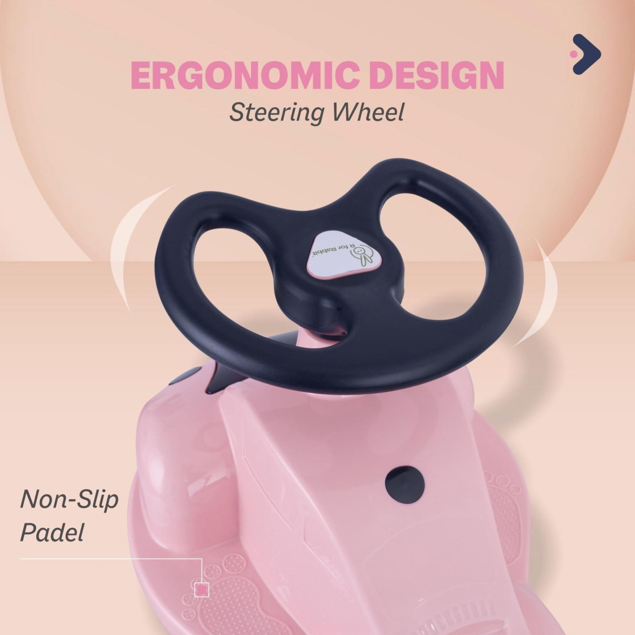 R for Rabbit Iya Iya Zippy Kids Swing Car, Scratch Free PVC Wheels with ABEC7 Bearing, Ride on Magic Toy Car for Kids Suitable for 3+ Years Boys & Girls, Upto 75 Kgs (Pink)