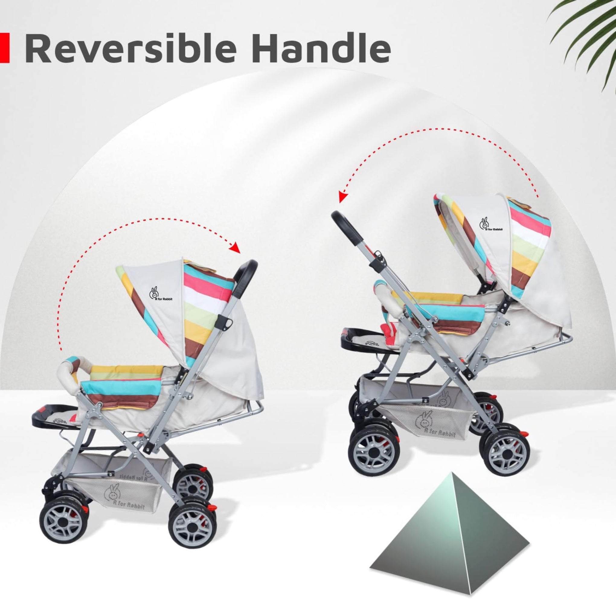 R for Rabbit Lollipop Lite Baby Stroller for 0 to 3 Years Pram with 5 Point Safety Harness, Reversible Handlebar & Cushioned Seat with 3 Level Seats Recline/Lightweight Stroller for Kids (Rainbow)